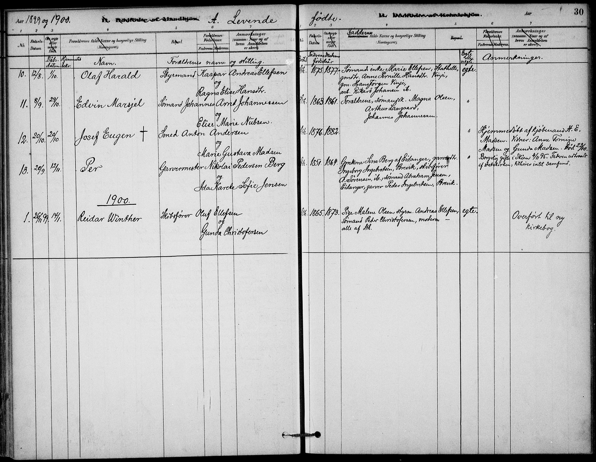 Bamble kirkebøker, SAKO/A-253/G/Gb/L0001: Parish register (copy) no. II 1, 1878-1900, p. 30