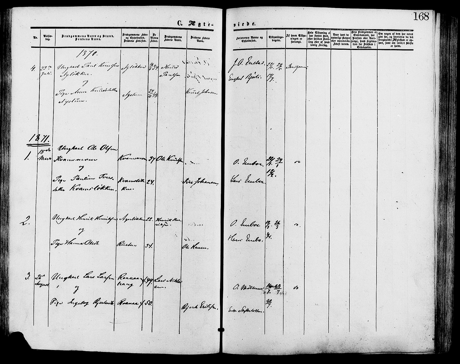 Lesja prestekontor, AV/SAH-PREST-068/H/Ha/Haa/L0009: Parish register (official) no. 9, 1854-1889, p. 168