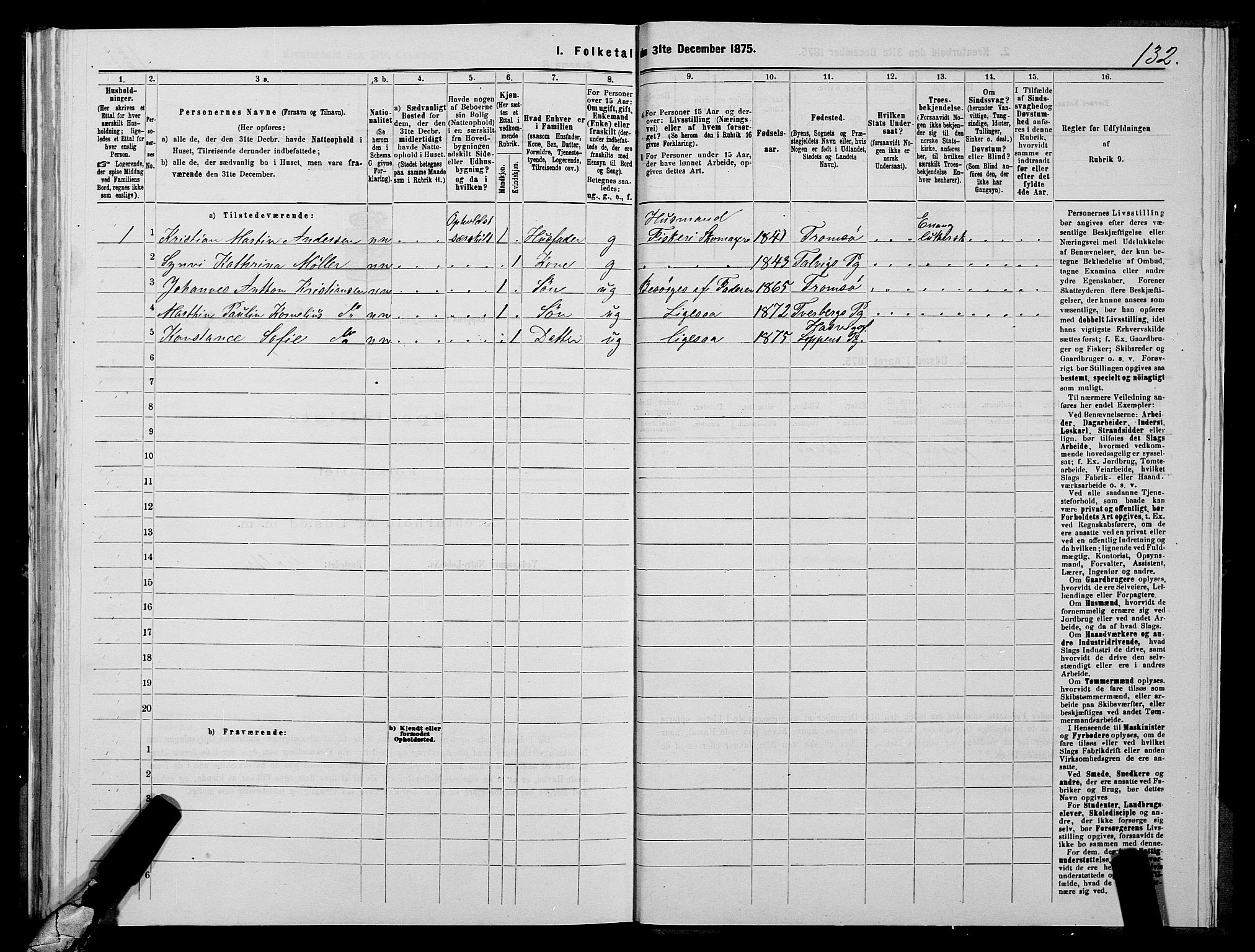 SATØ, 1875 census for 2014P Loppa, 1875, p. 1132