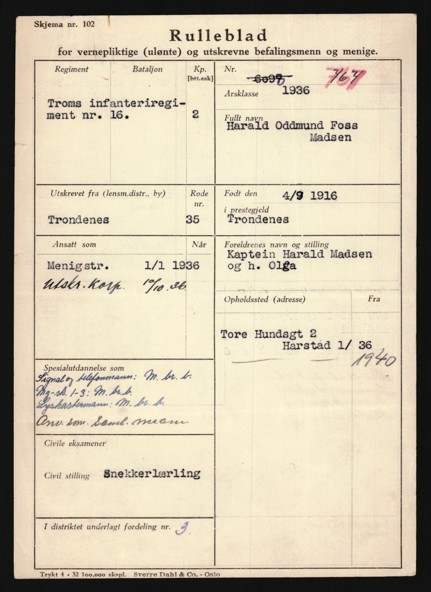 Forsvaret, Troms infanteriregiment nr. 16, AV/RA-RAFA-3146/P/Pa/L0020: Rulleblad for regimentets menige mannskaper, årsklasse 1936, 1936, p. 841