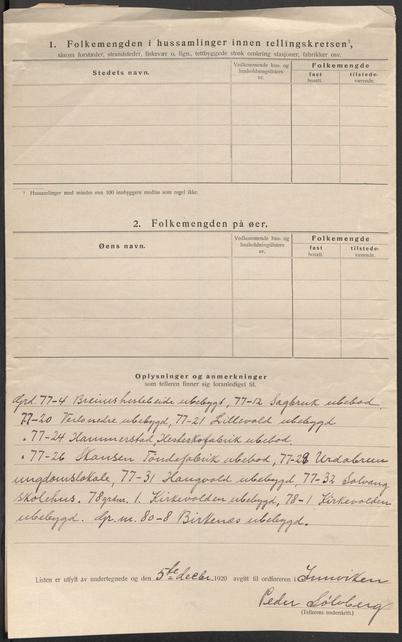 SAB, 1920 census for Innvik, 1920, p. 28