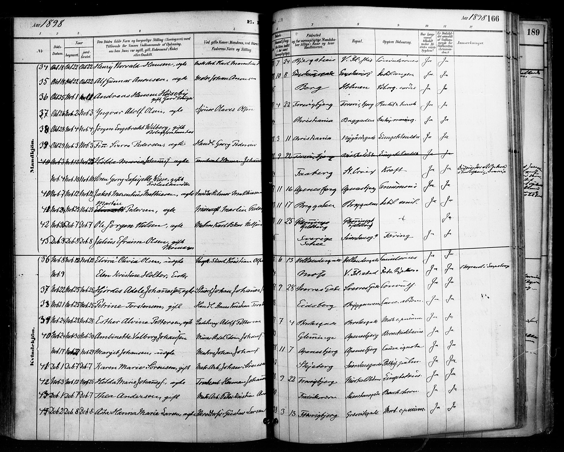 Fredrikstad domkirkes prestekontor Kirkebøker, AV/SAO-A-10906/F/Fa/L0003: Parish register (official) no. 3, 1878-1904, p. 166