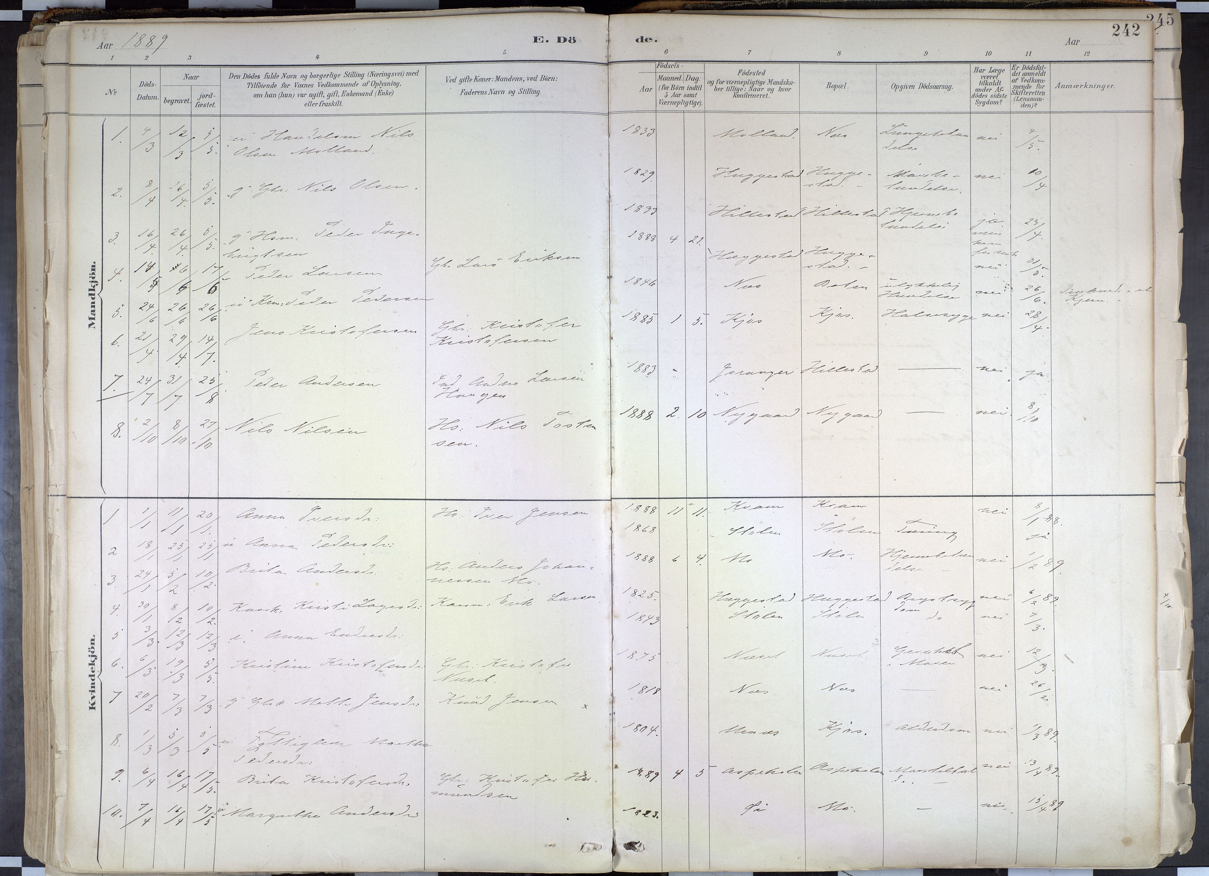 Hafslo sokneprestembete, AV/SAB-A-80301/H/Haa/Haab/L0001: Parish register (official) no. B 1, 1886-1945, p. 242