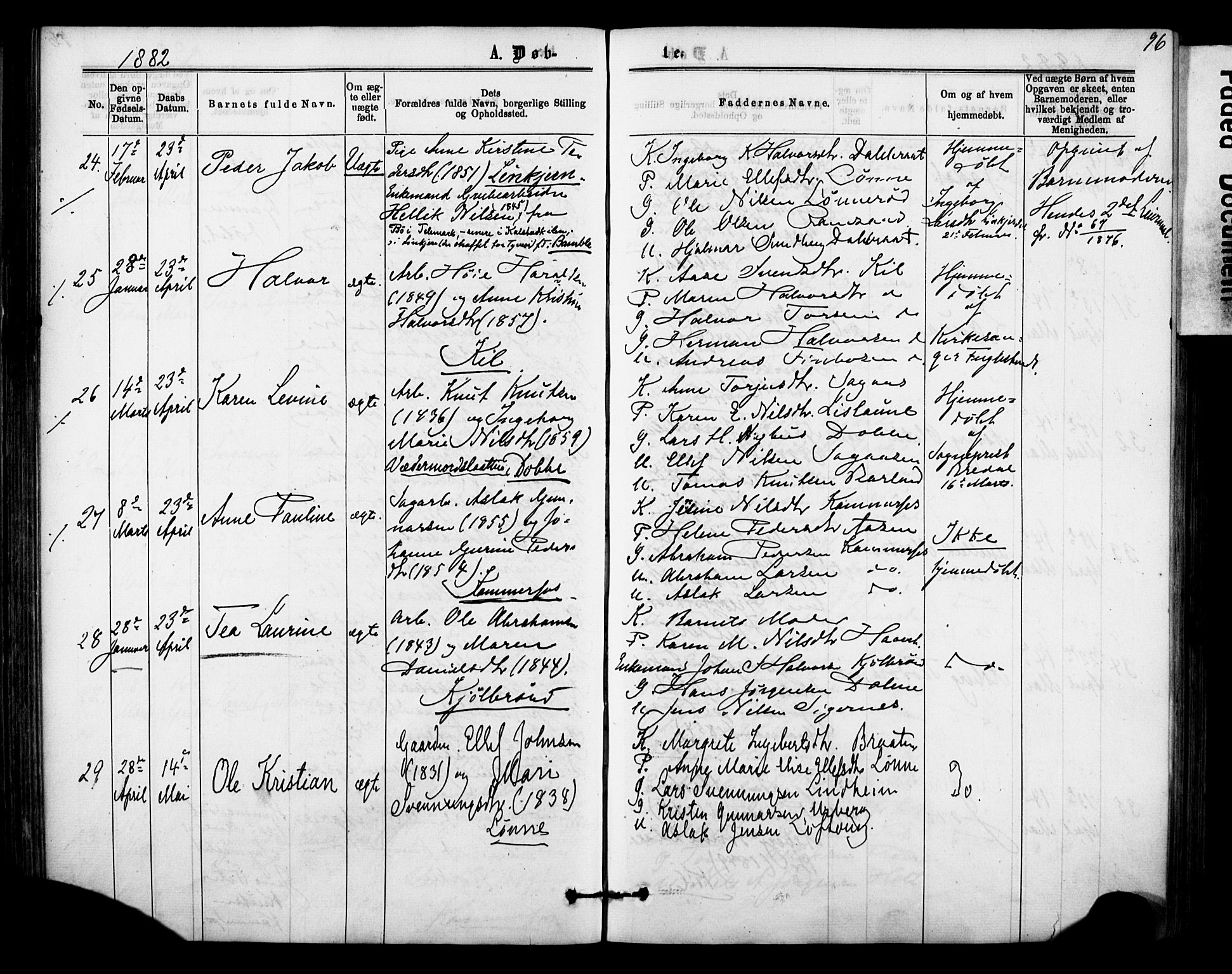 Sannidal kirkebøker, AV/SAKO-A-296/F/Fa/L0014: Parish register (official) no. 14, 1874-1883, p. 96