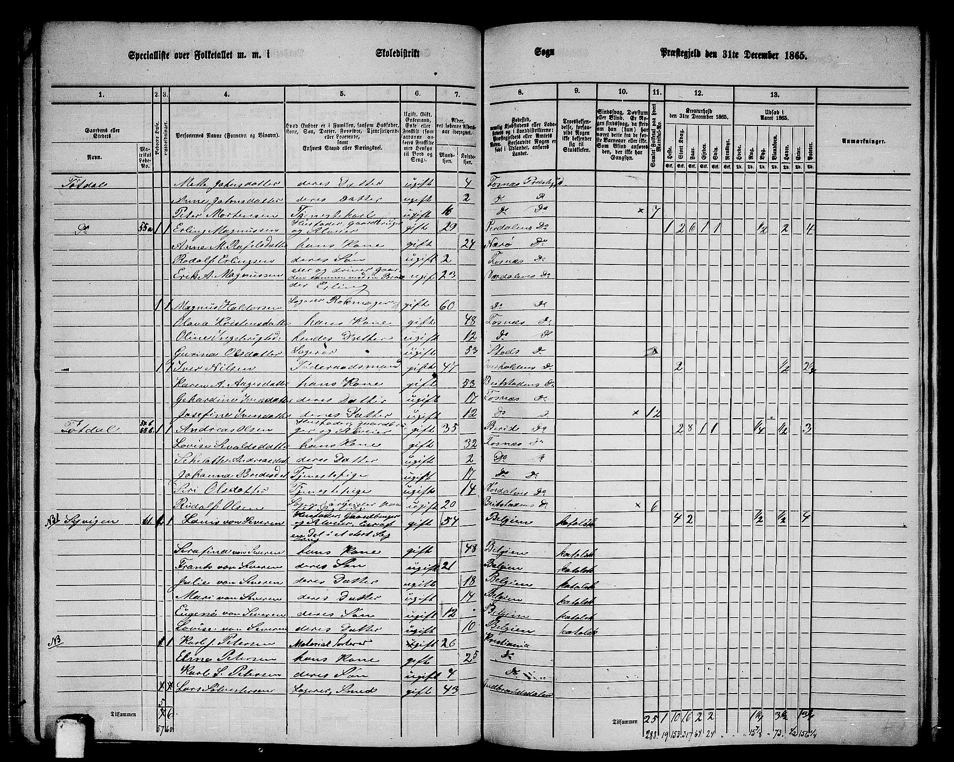 RA, 1865 census for Fosnes, 1865, p. 49