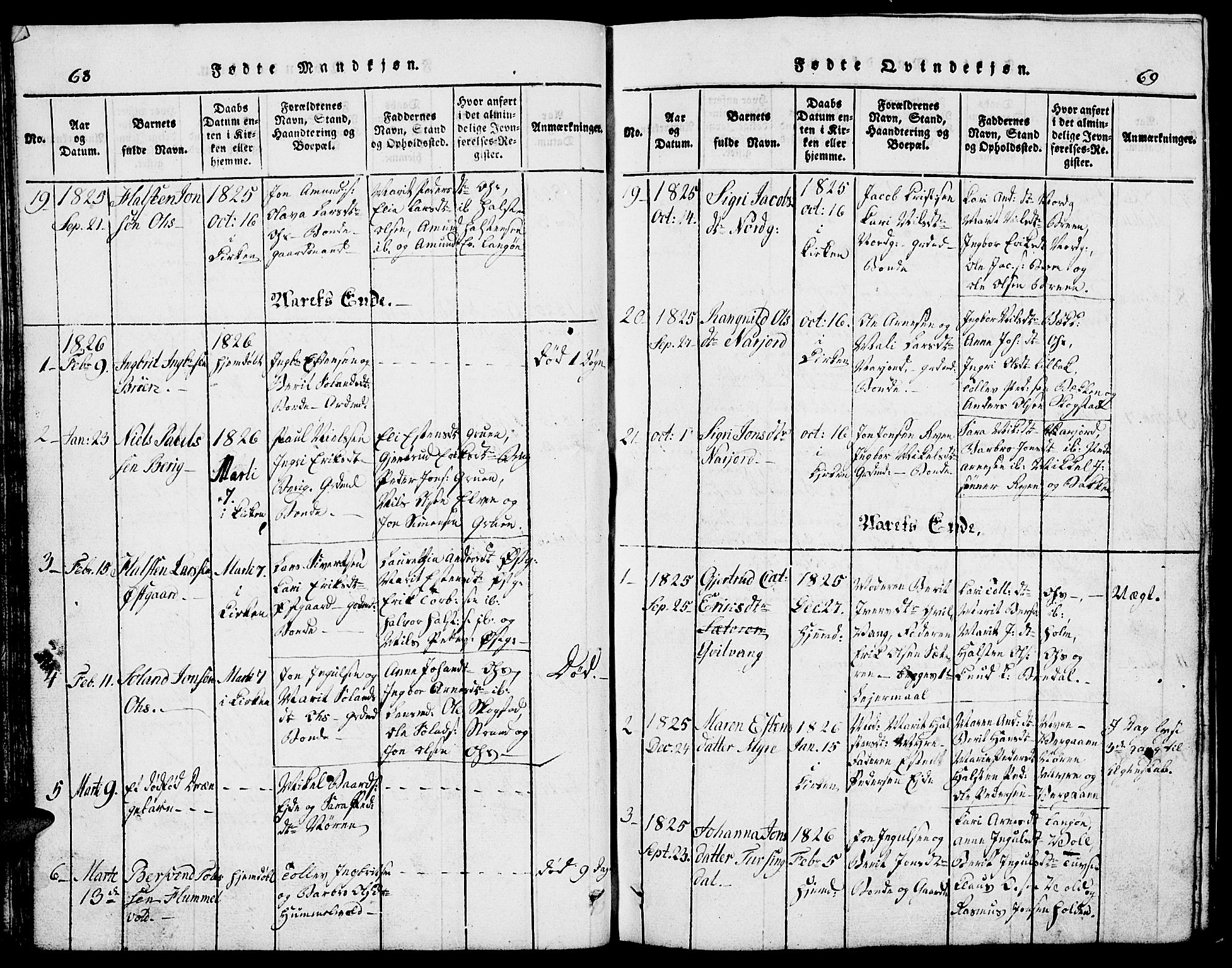 Tolga prestekontor, AV/SAH-PREST-062/L/L0002: Parish register (copy) no. 2, 1815-1844, p. 68-69