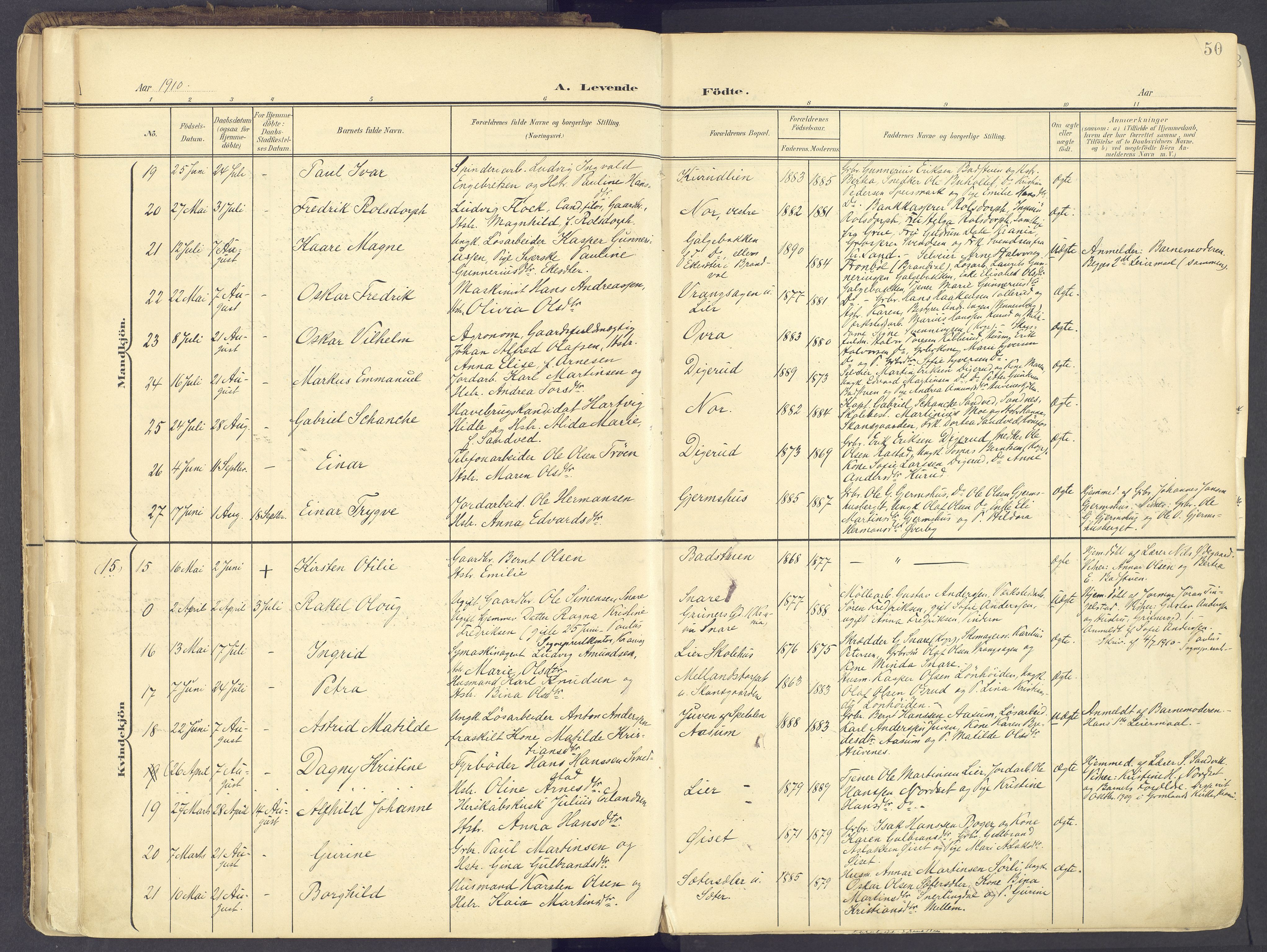 Vinger prestekontor, AV/SAH-PREST-024/H/Ha/Haa/L0017: Parish register (official) no. 17, 1901-1927, p. 50