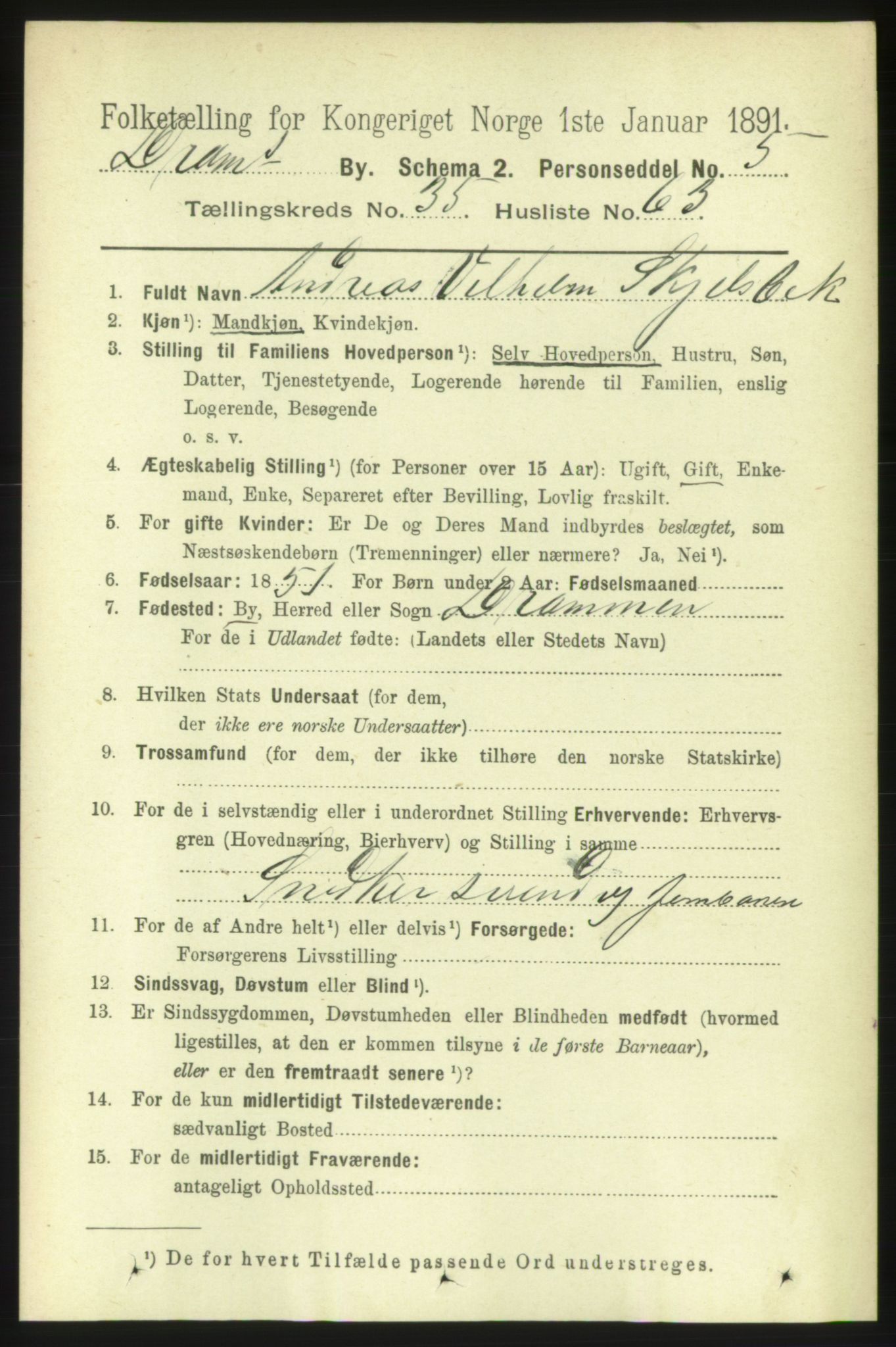 RA, 1891 census for 0602 Drammen, 1891, p. 21856