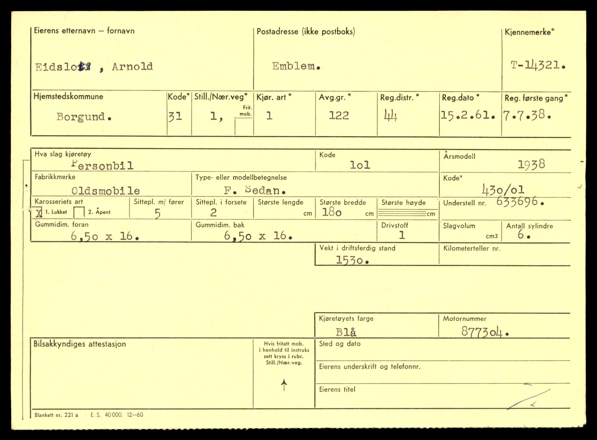 Møre og Romsdal vegkontor - Ålesund trafikkstasjon, AV/SAT-A-4099/F/Fe/L0045: Registreringskort for kjøretøy T 14320 - T 14444, 1927-1998, p. 35