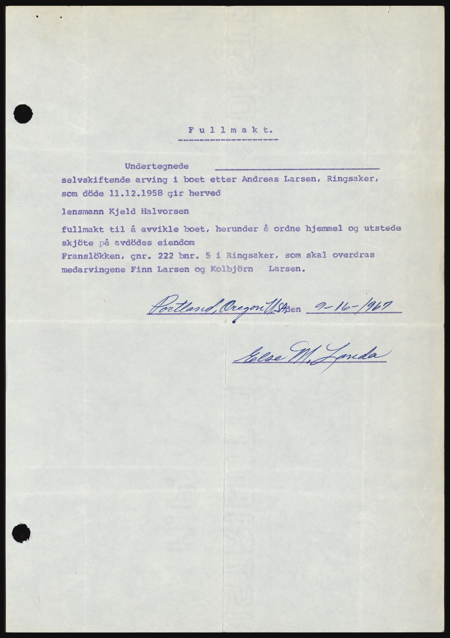 Nord-Hedmark sorenskriveri, AV/SAH-TING-012/H/Hc/L0027: Mortgage book no. 27, 1967-1968, Diary no: : 6560/1967