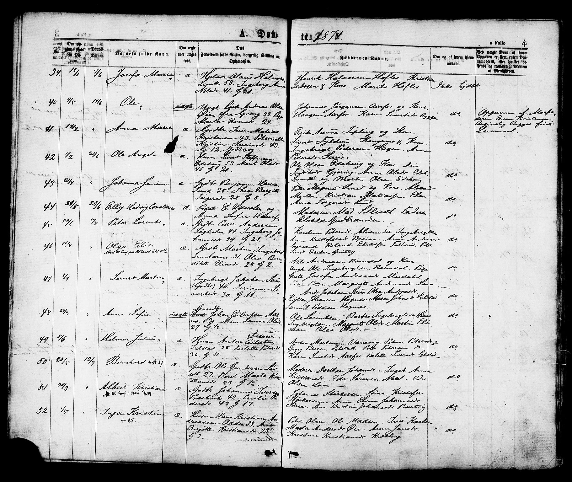 Ministerialprotokoller, klokkerbøker og fødselsregistre - Nord-Trøndelag, SAT/A-1458/780/L0642: Parish register (official) no. 780A07 /1, 1874-1885, p. 4