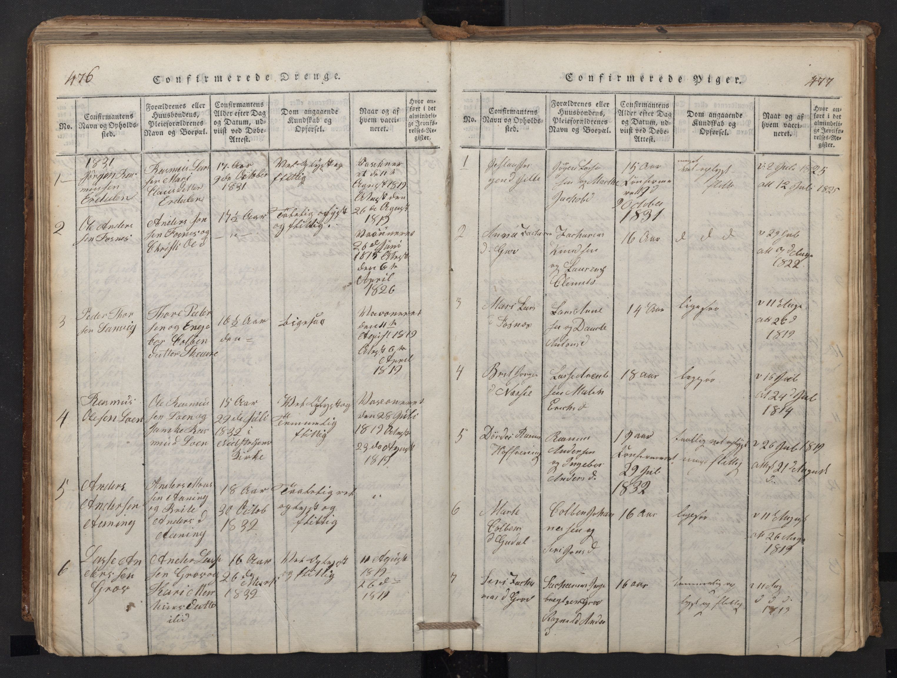 Stryn Sokneprestembete, SAB/A-82501: Parish register (copy) no. A 1, 1816-1844, p. 476-477