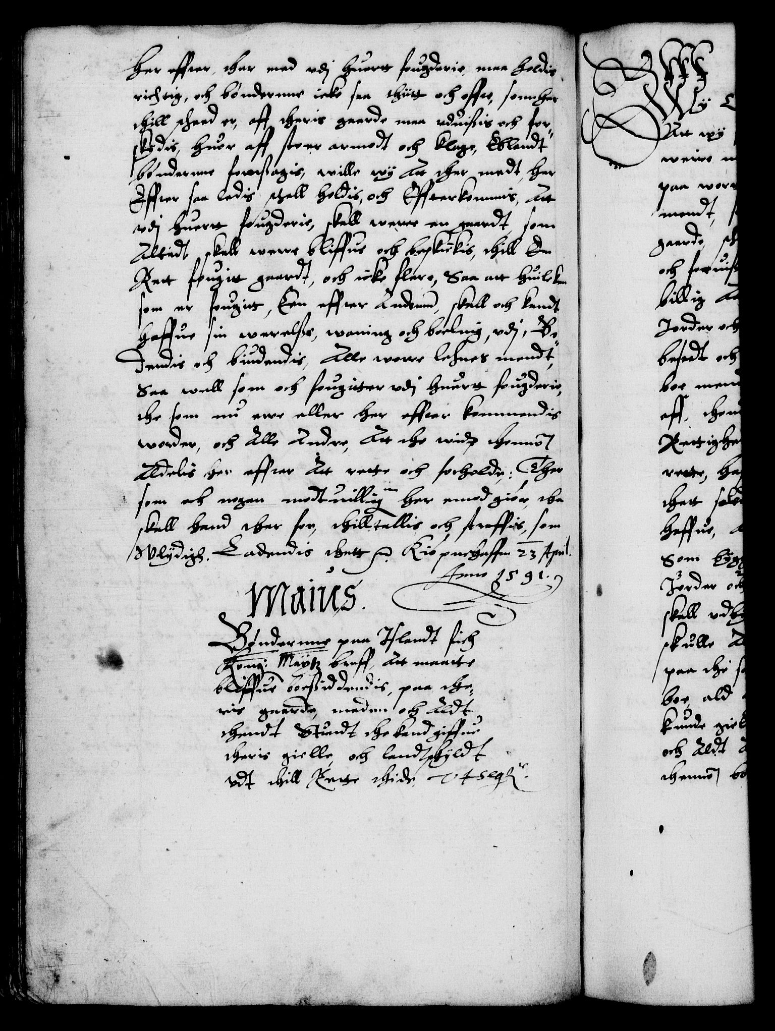 Danske Kanselli 1572-1799, RA/EA-3023/F/Fc/Fca/Fcaa/L0002: Norske registre (mikrofilm), 1588-1596, p. 105b