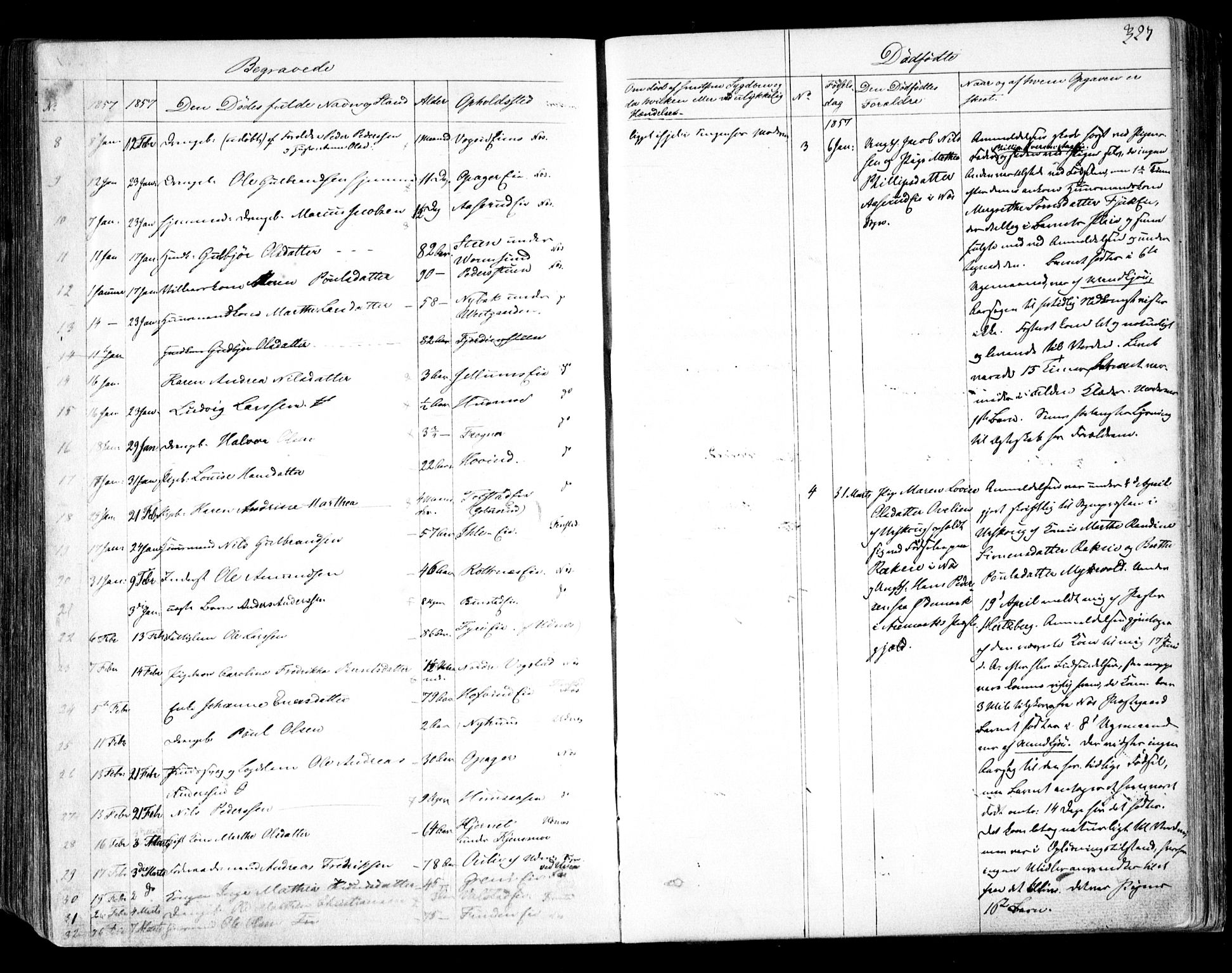 Nes prestekontor Kirkebøker, AV/SAO-A-10410/F/Fa/L0007: Parish register (official) no. I 7, 1846-1858, p. 327