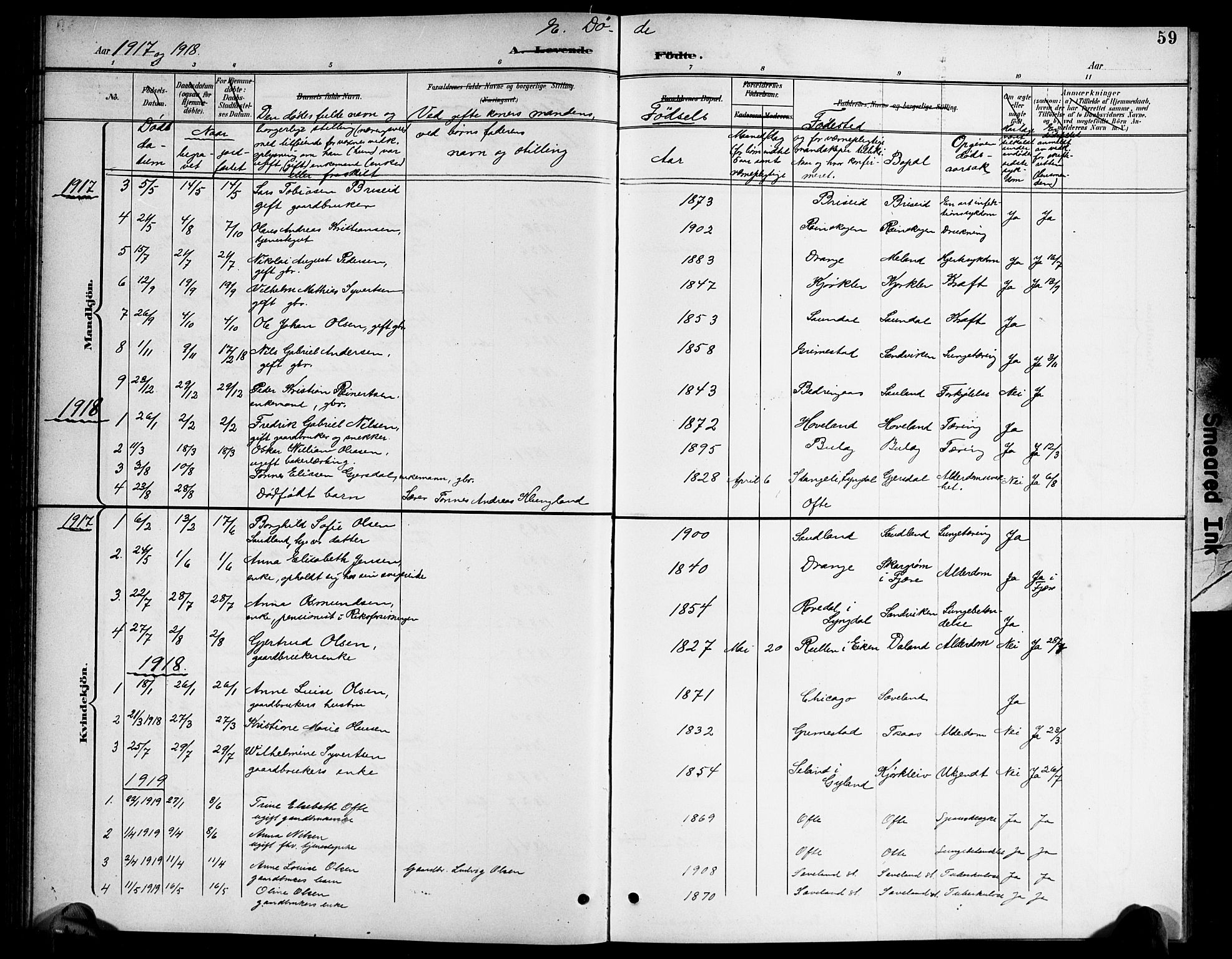 Herad sokneprestkontor, AV/SAK-1111-0018/F/Fb/Fba/L0005: Parish register (copy) no. B 5, 1899-1921, p. 59