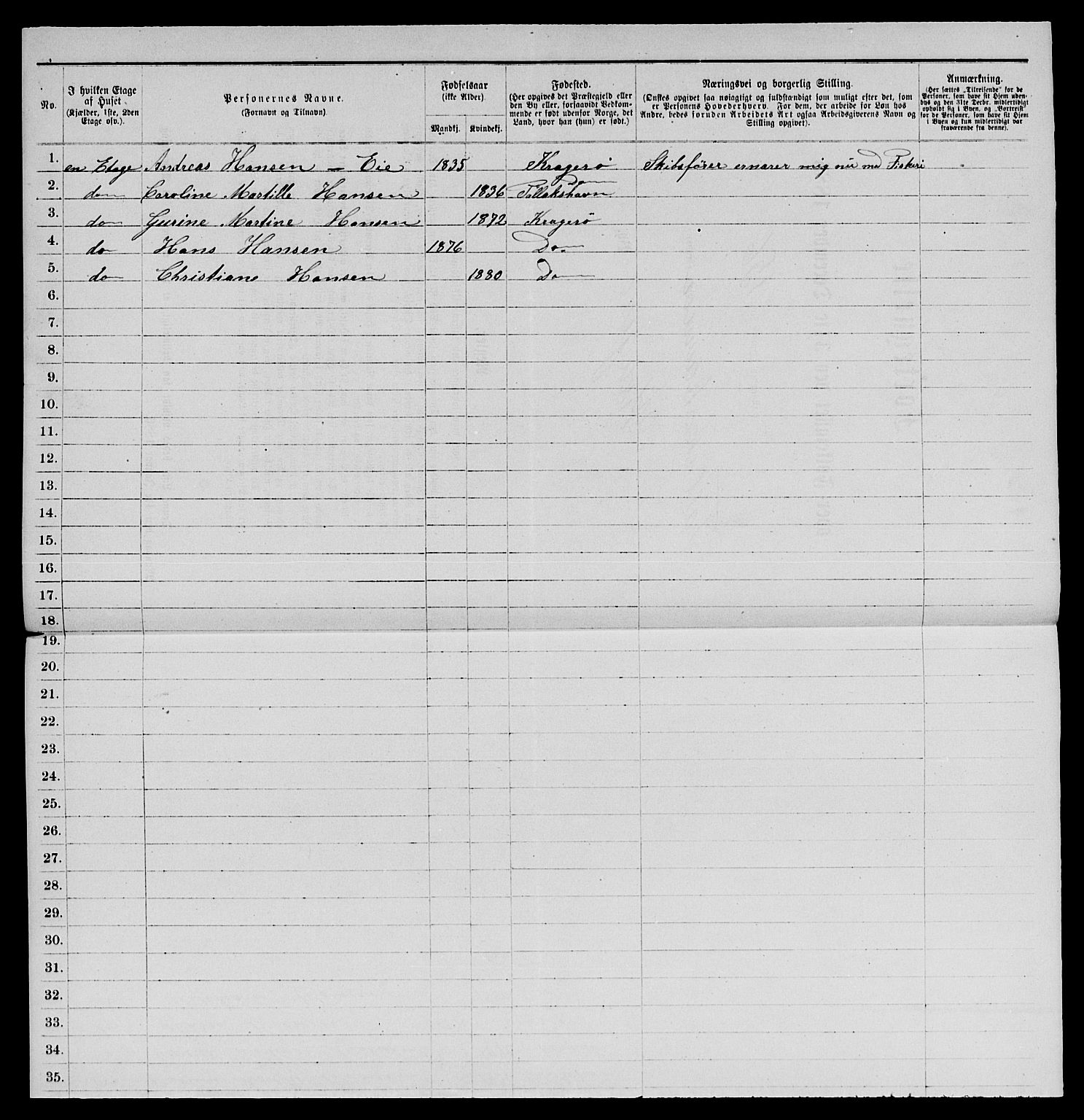 SAKO, 1885 census for 0801 Kragerø, 1885, p. 348