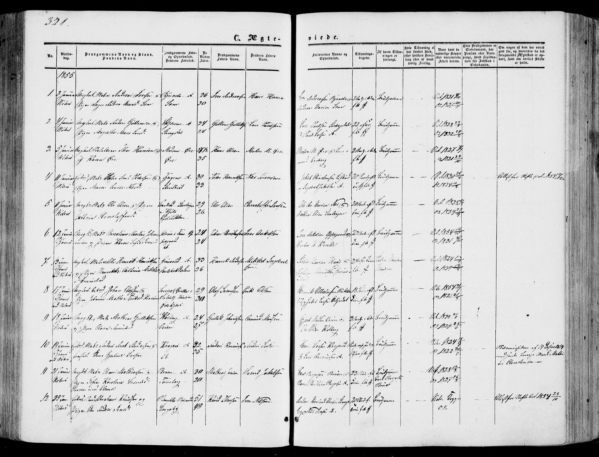 Nøtterøy kirkebøker, AV/SAKO-A-354/F/Fa/L0006: Parish register (official) no. I 6, 1852-1864, p. 321