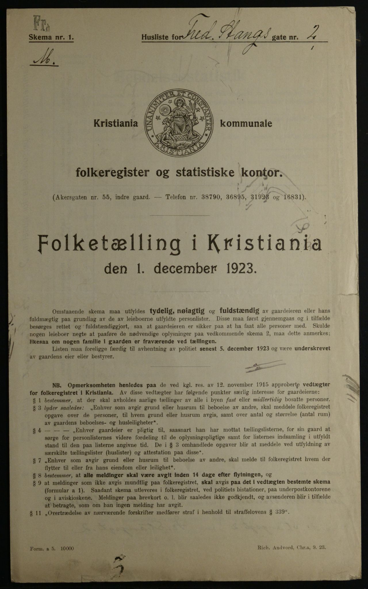 OBA, Municipal Census 1923 for Kristiania, 1923, p. 29724