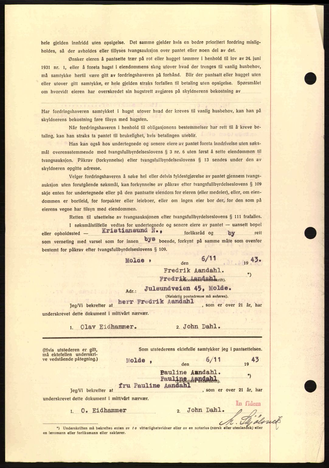 Kristiansund byfogd, SAT/A-4587/A/27: Mortgage book no. 37-38, 1943-1945, Diary no: : 130/1944