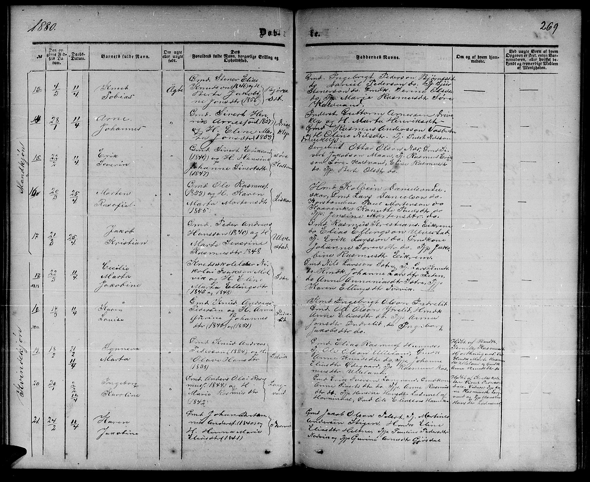 Ministerialprotokoller, klokkerbøker og fødselsregistre - Møre og Romsdal, AV/SAT-A-1454/511/L0157: Parish register (copy) no. 511C03, 1864-1884, p. 269