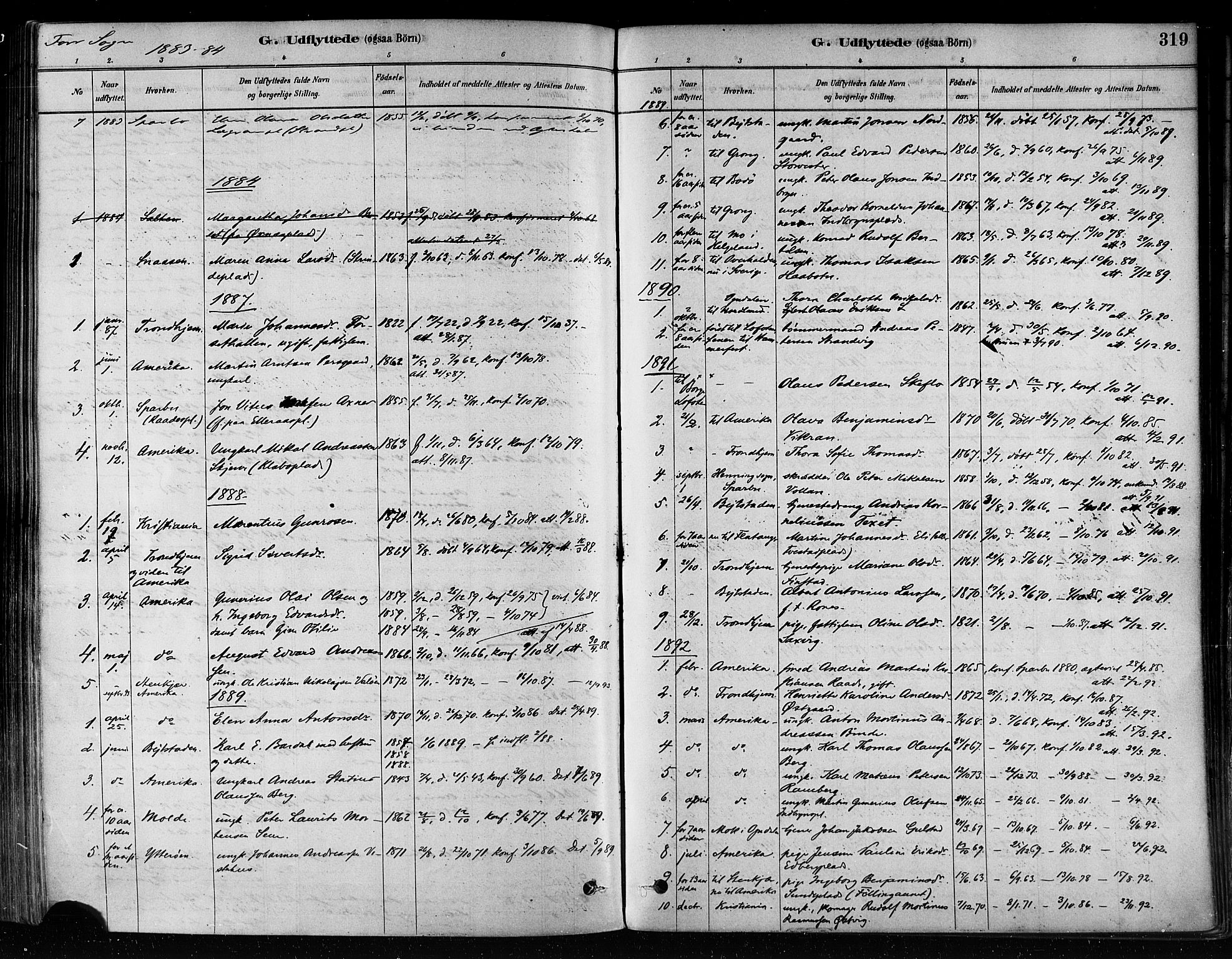 Ministerialprotokoller, klokkerbøker og fødselsregistre - Nord-Trøndelag, SAT/A-1458/746/L0448: Parish register (official) no. 746A07 /1, 1878-1900, p. 319