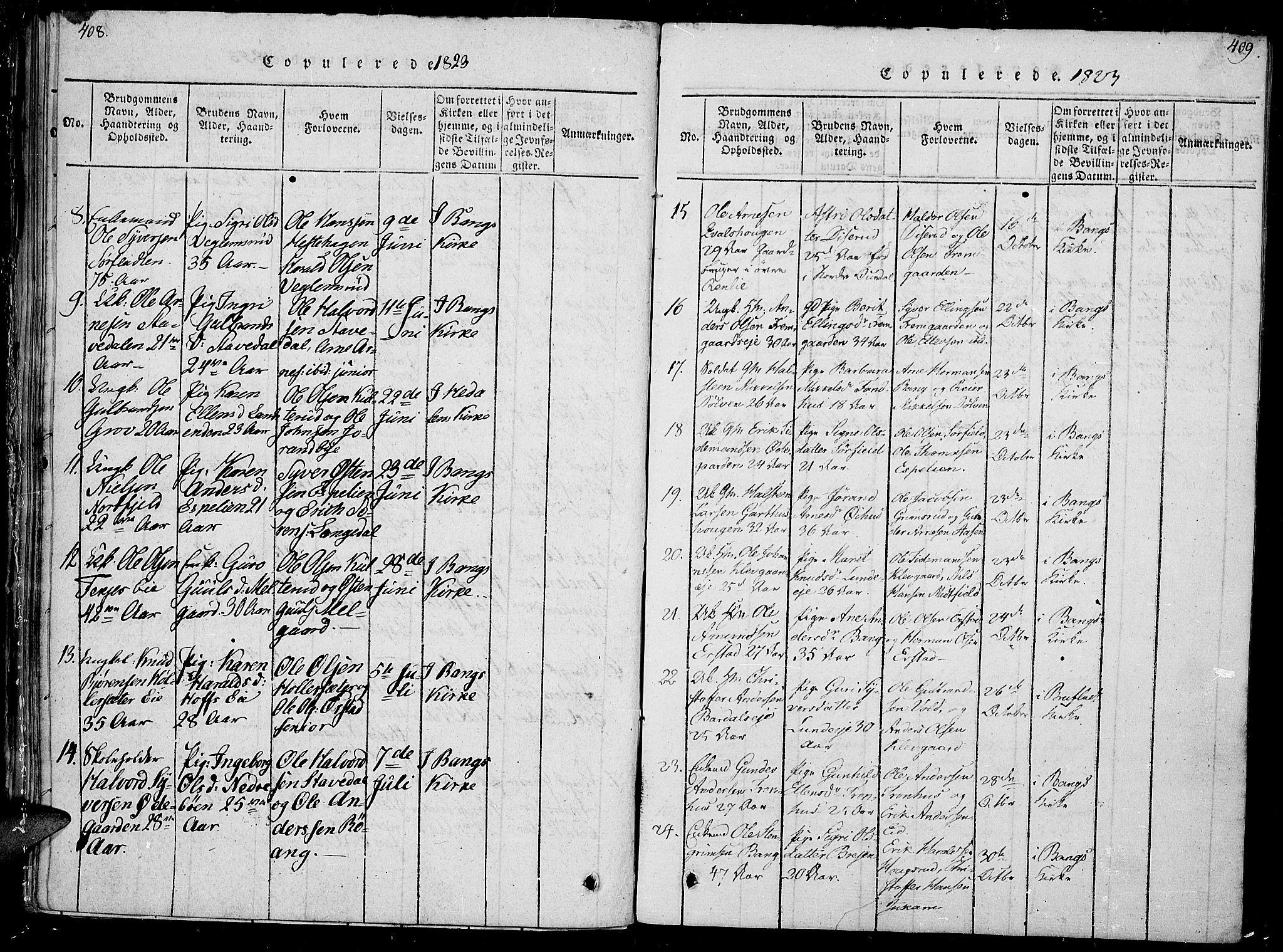 Sør-Aurdal prestekontor, SAH/PREST-128/H/Ha/Haa/L0002: Parish register (official) no. 2, 1815-1840, p. 408-409