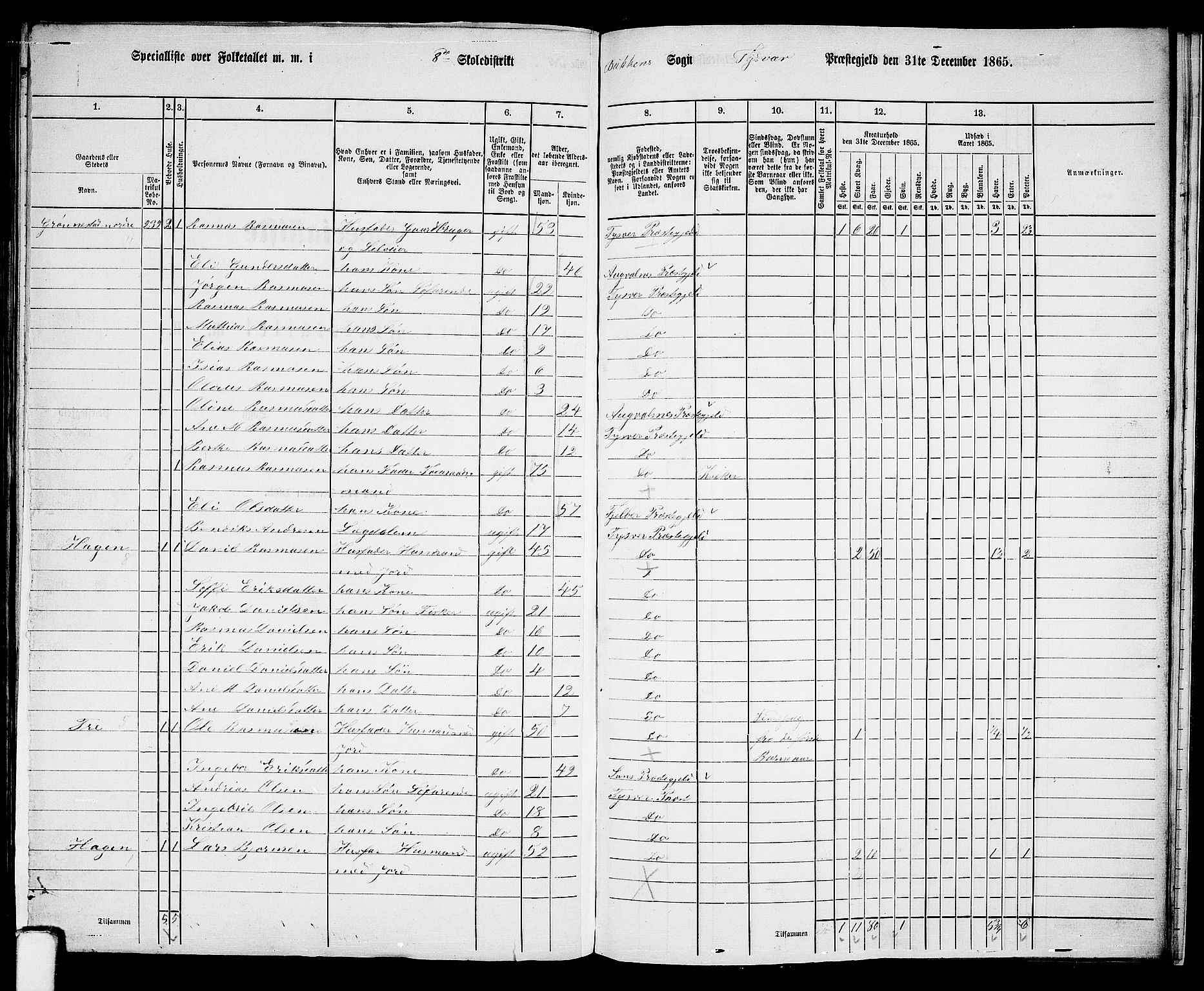 RA, 1865 census for Tysvær, 1865, p. 133