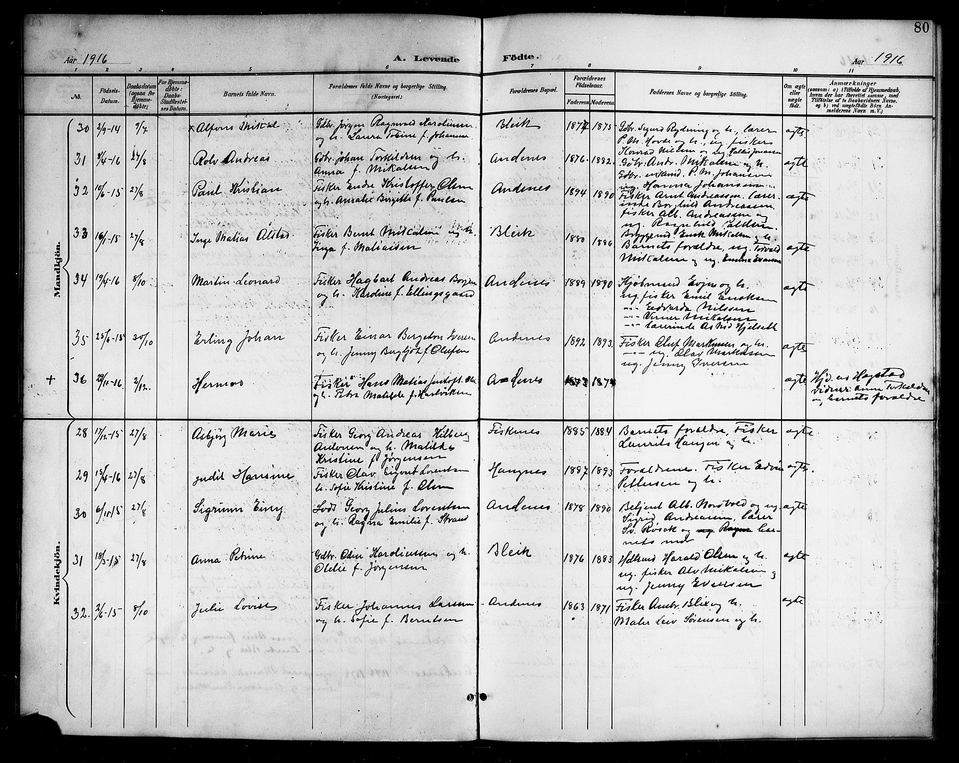 Ministerialprotokoller, klokkerbøker og fødselsregistre - Nordland, SAT/A-1459/899/L1449: Parish register (copy) no. 899C04, 1900-1918, p. 80