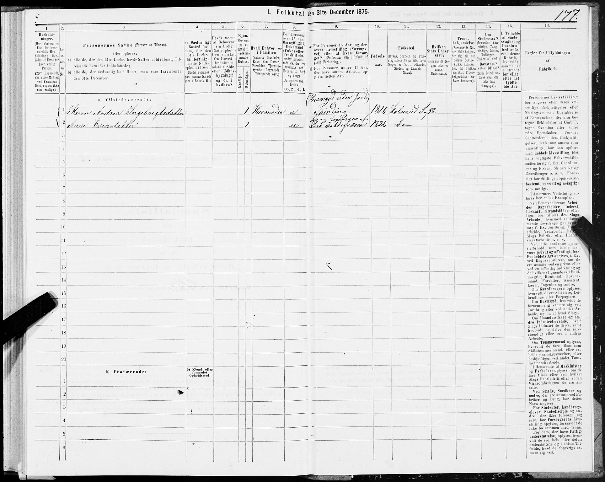SAT, 1875 census for 1751P Nærøy, 1875, p. 1177