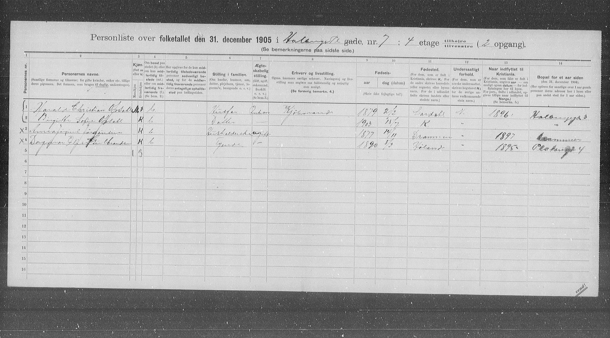 OBA, Municipal Census 1905 for Kristiania, 1905, p. 21111