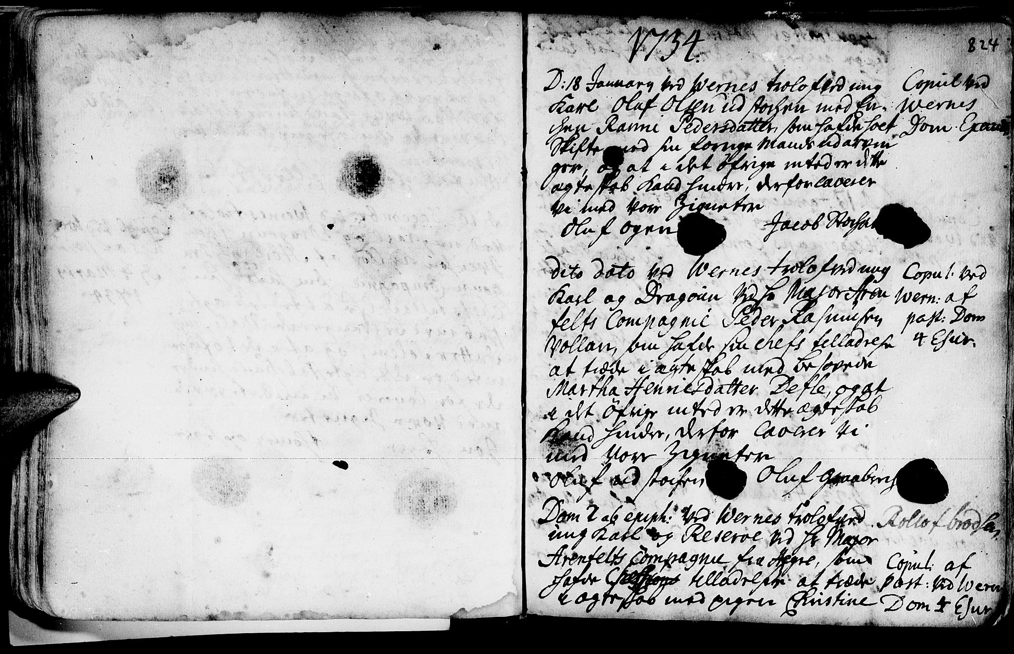 Ministerialprotokoller, klokkerbøker og fødselsregistre - Nord-Trøndelag, AV/SAT-A-1458/709/L0055: Parish register (official) no. 709A03, 1730-1739, p. 823-824