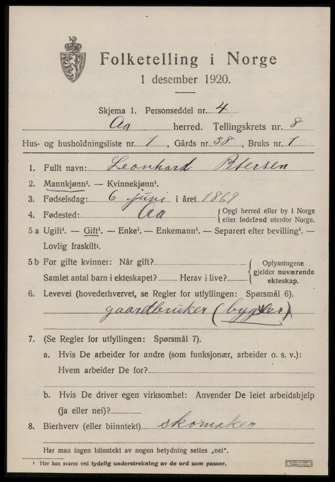 SAT, 1920 census for Å, 1920, p. 3360