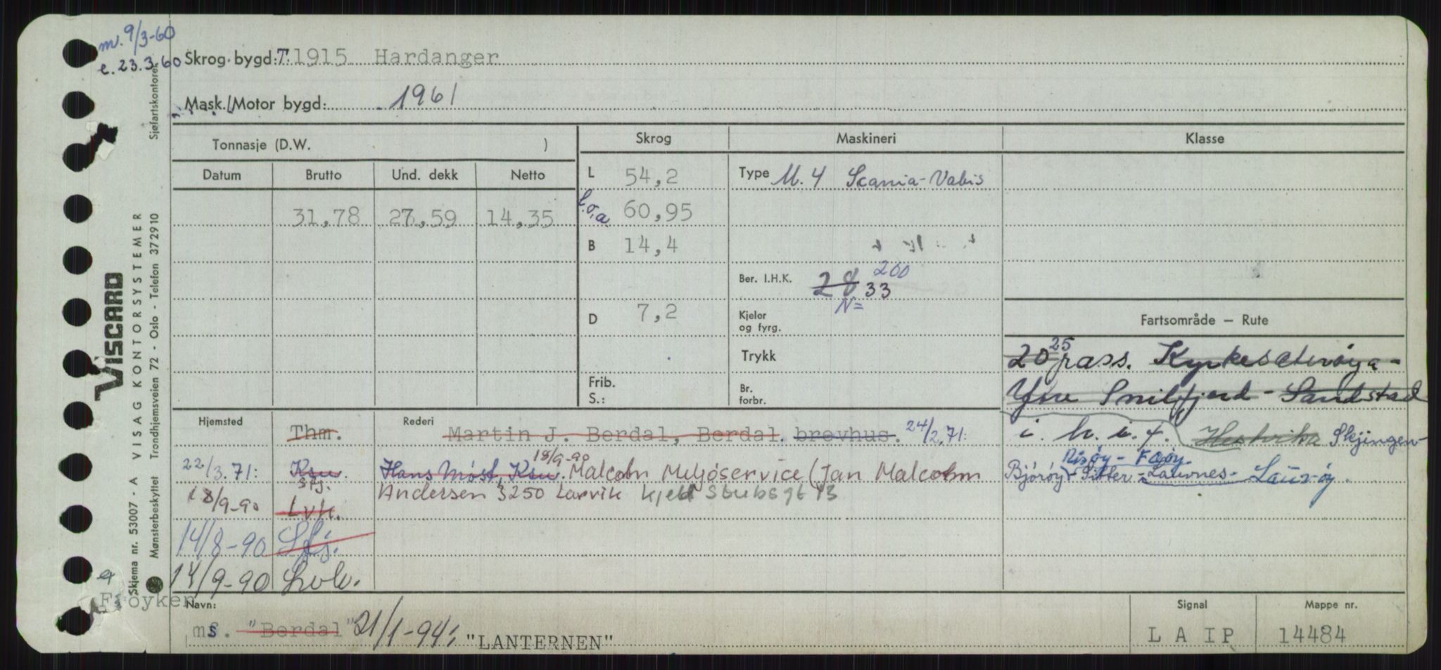 Sjøfartsdirektoratet med forløpere, Skipsmålingen, RA/S-1627/H/Ha/L0003/0002: Fartøy, Hilm-Mar / Fartøy, Kom-Mar, p. 325