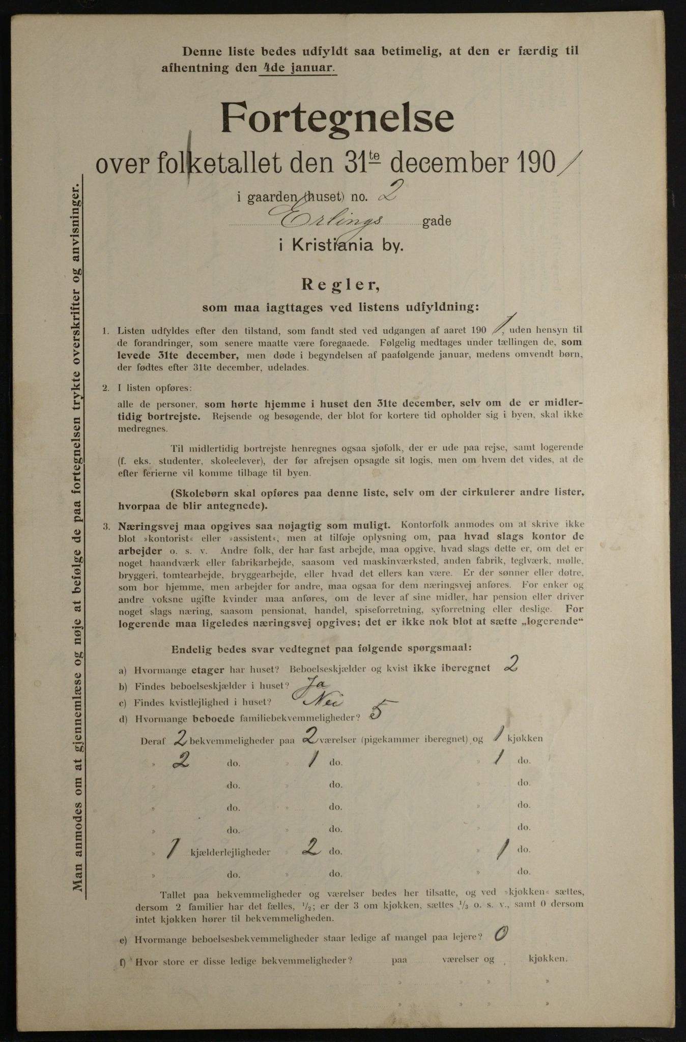 OBA, Municipal Census 1901 for Kristiania, 1901, p. 3554