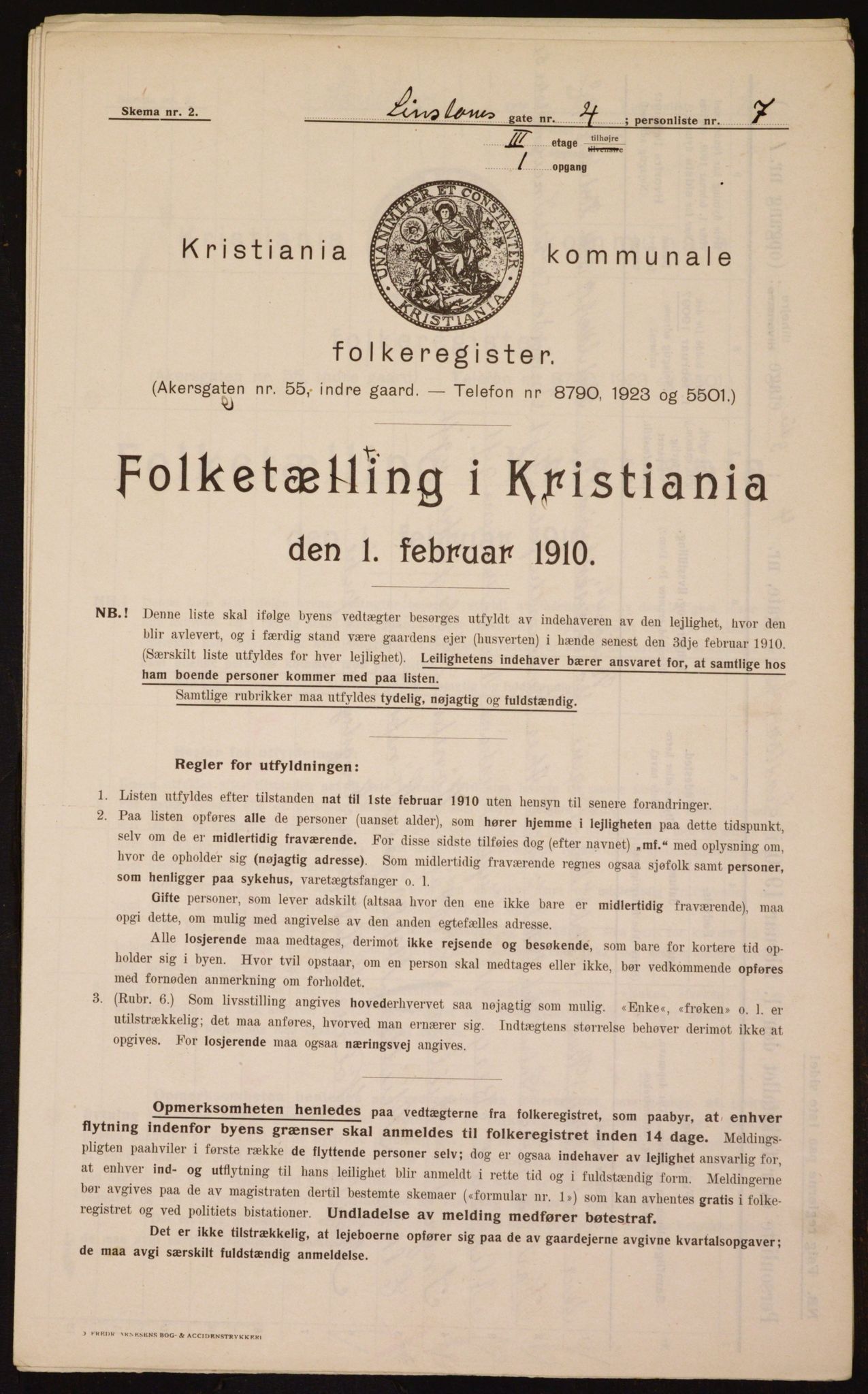 OBA, Municipal Census 1910 for Kristiania, 1910, p. 55748