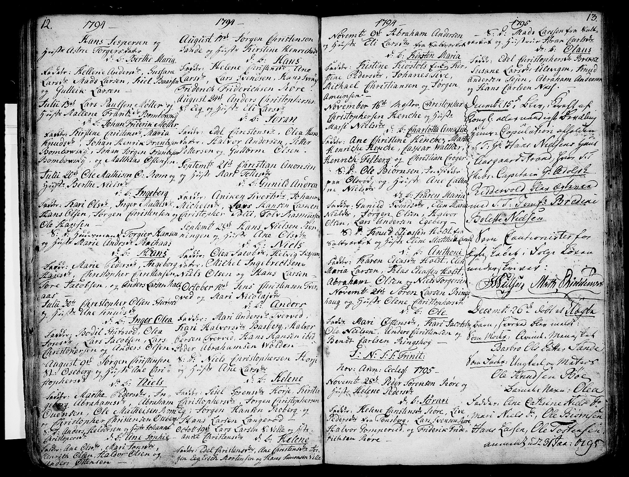 Sem kirkebøker, AV/SAKO-A-5/F/Fb/L0003: Parish register (official) no. II 3, 1792-1814, p. 12-13