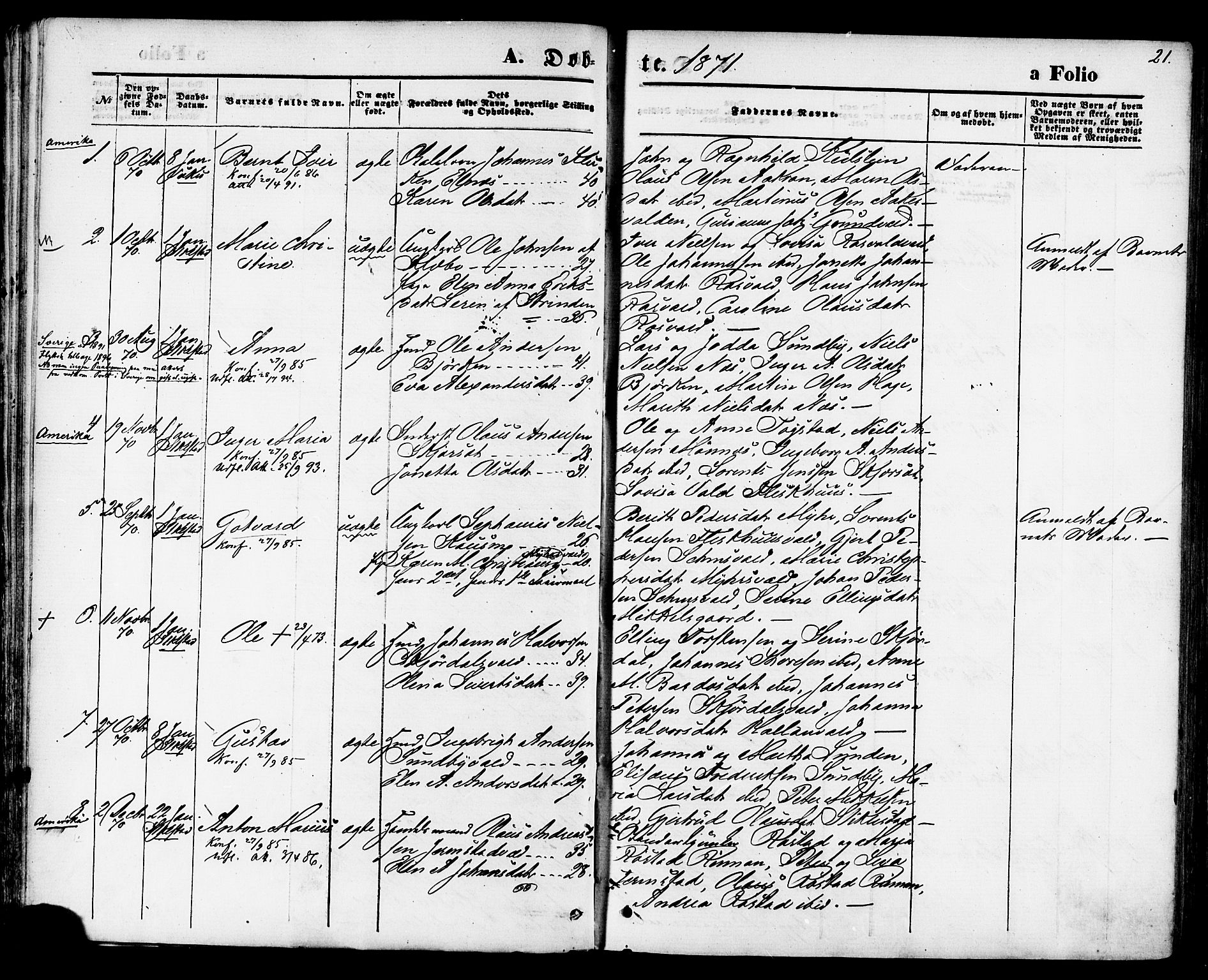 Ministerialprotokoller, klokkerbøker og fødselsregistre - Nord-Trøndelag, SAT/A-1458/723/L0242: Parish register (official) no. 723A11, 1870-1880, p. 21