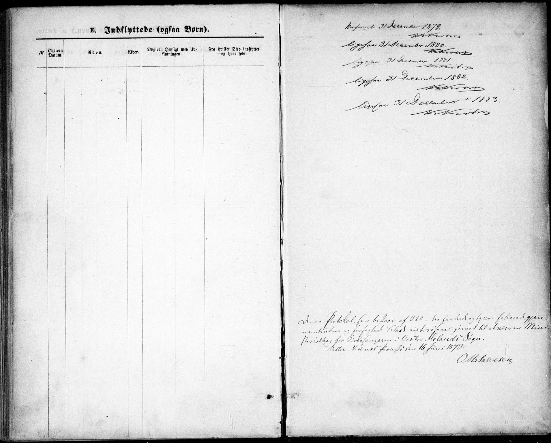 Vestre Moland sokneprestkontor, AV/SAK-1111-0046/F/Fb/Fbb/L0005: Parish register (copy) no. B 5, 1872-1883