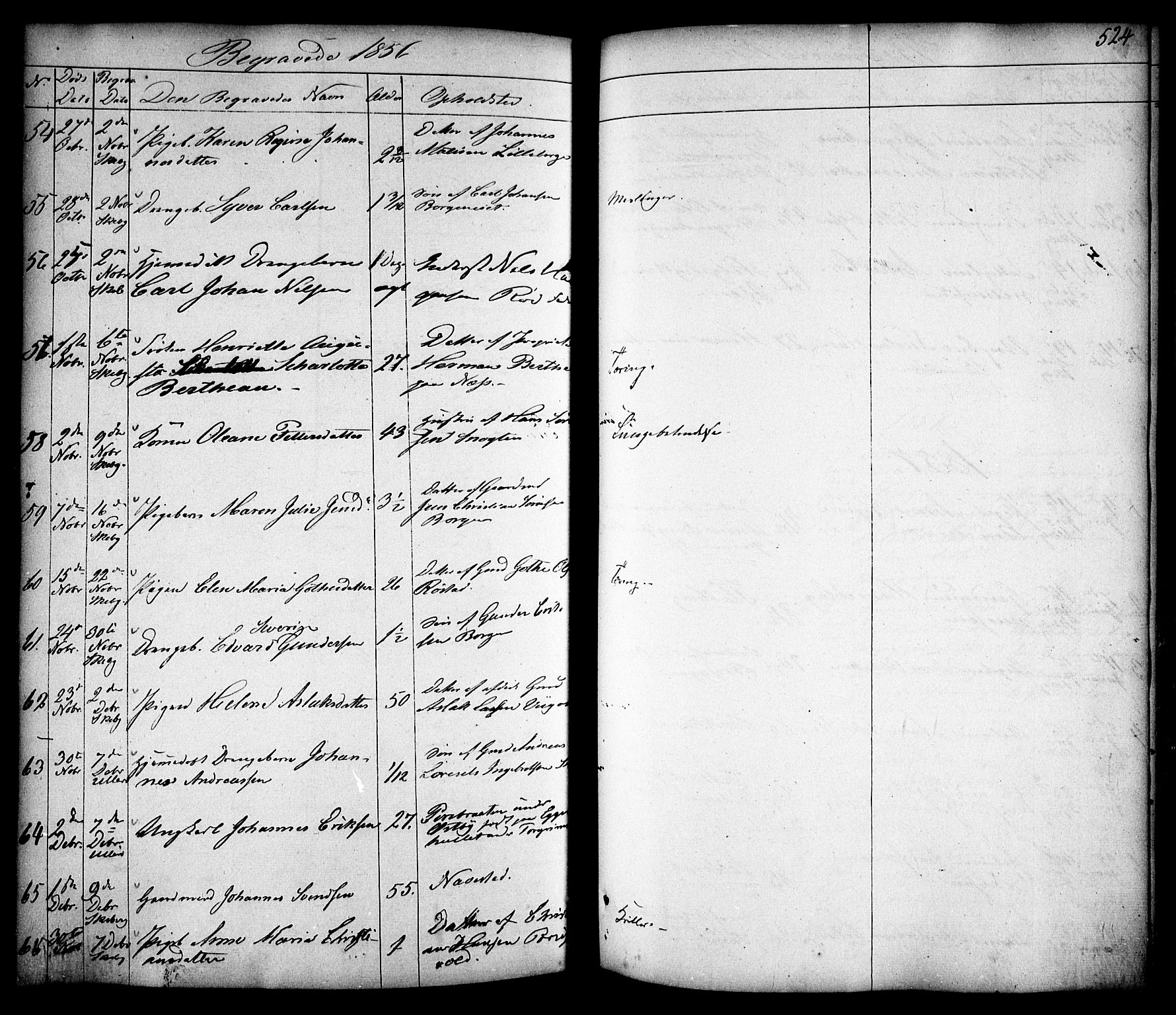 Skjeberg prestekontor Kirkebøker, AV/SAO-A-10923/F/Fa/L0006: Parish register (official) no. I 6, 1846-1858, p. 524