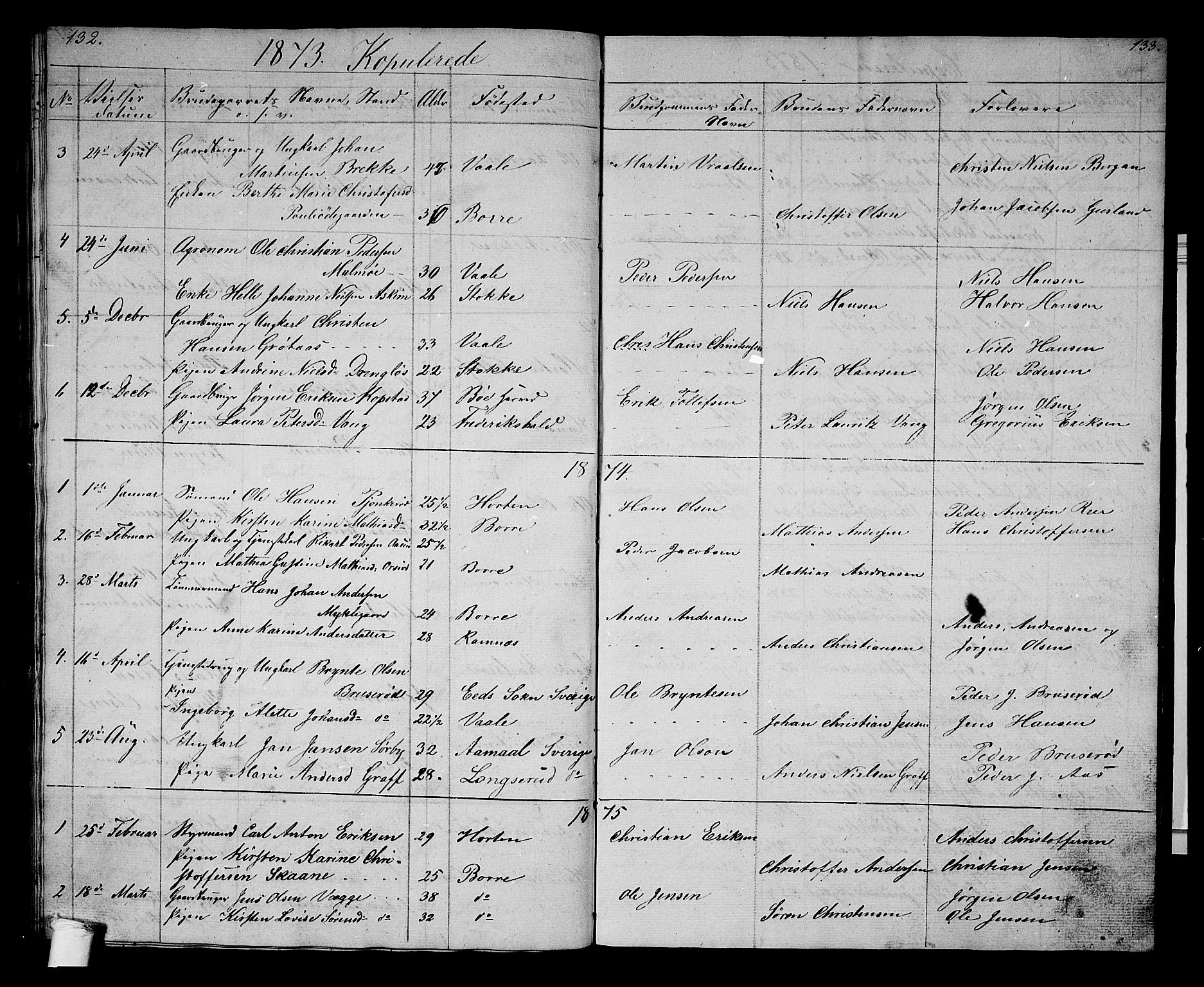 Borre kirkebøker, SAKO/A-338/G/Gb/L0001: Parish register (copy) no. II 1, 1842-1877, p. 132-133