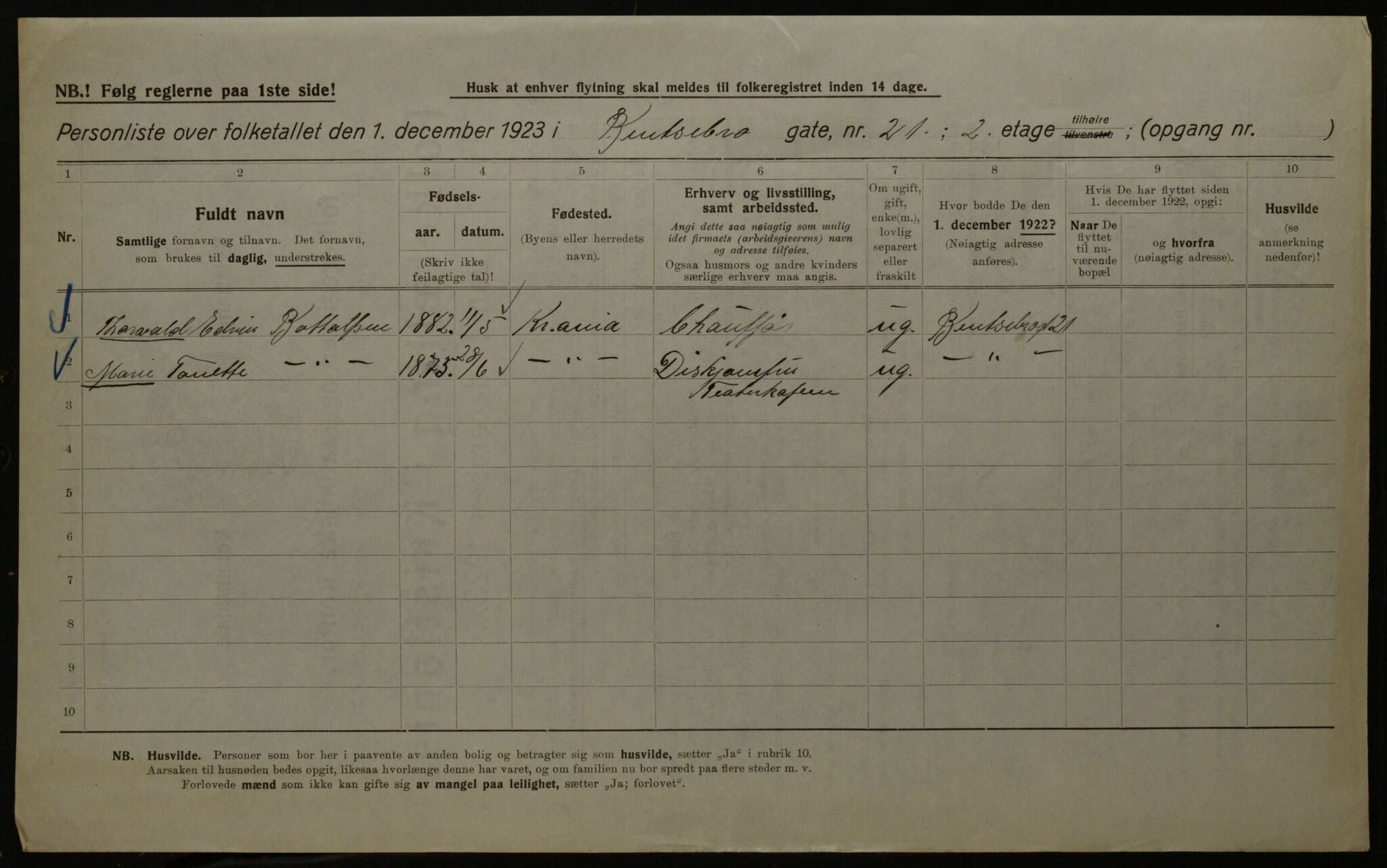 OBA, Municipal Census 1923 for Kristiania, 1923, p. 4339