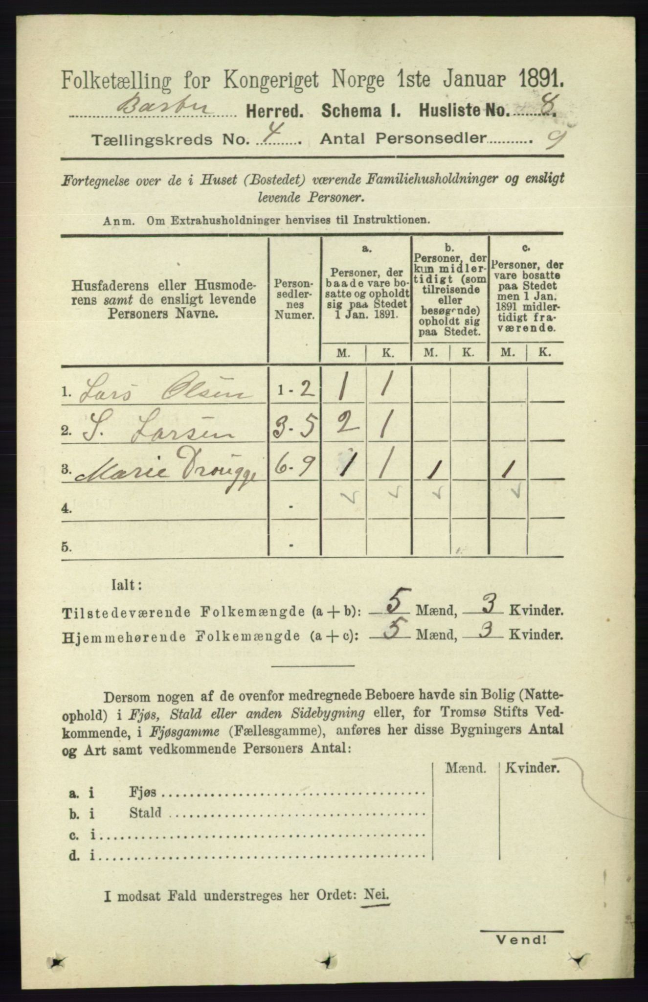 RA, 1891 census for 0990 Barbu, 1891, p. 2327