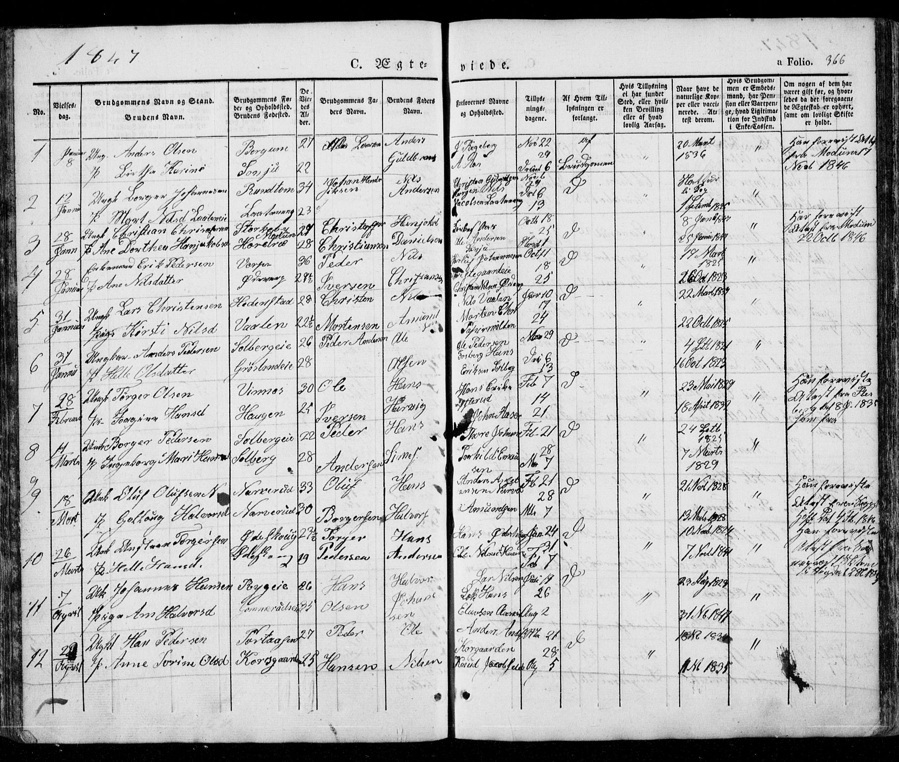 Eiker kirkebøker, AV/SAKO-A-4/G/Ga/L0002: Parish register (copy) no. I 2, 1832-1856, p. 366