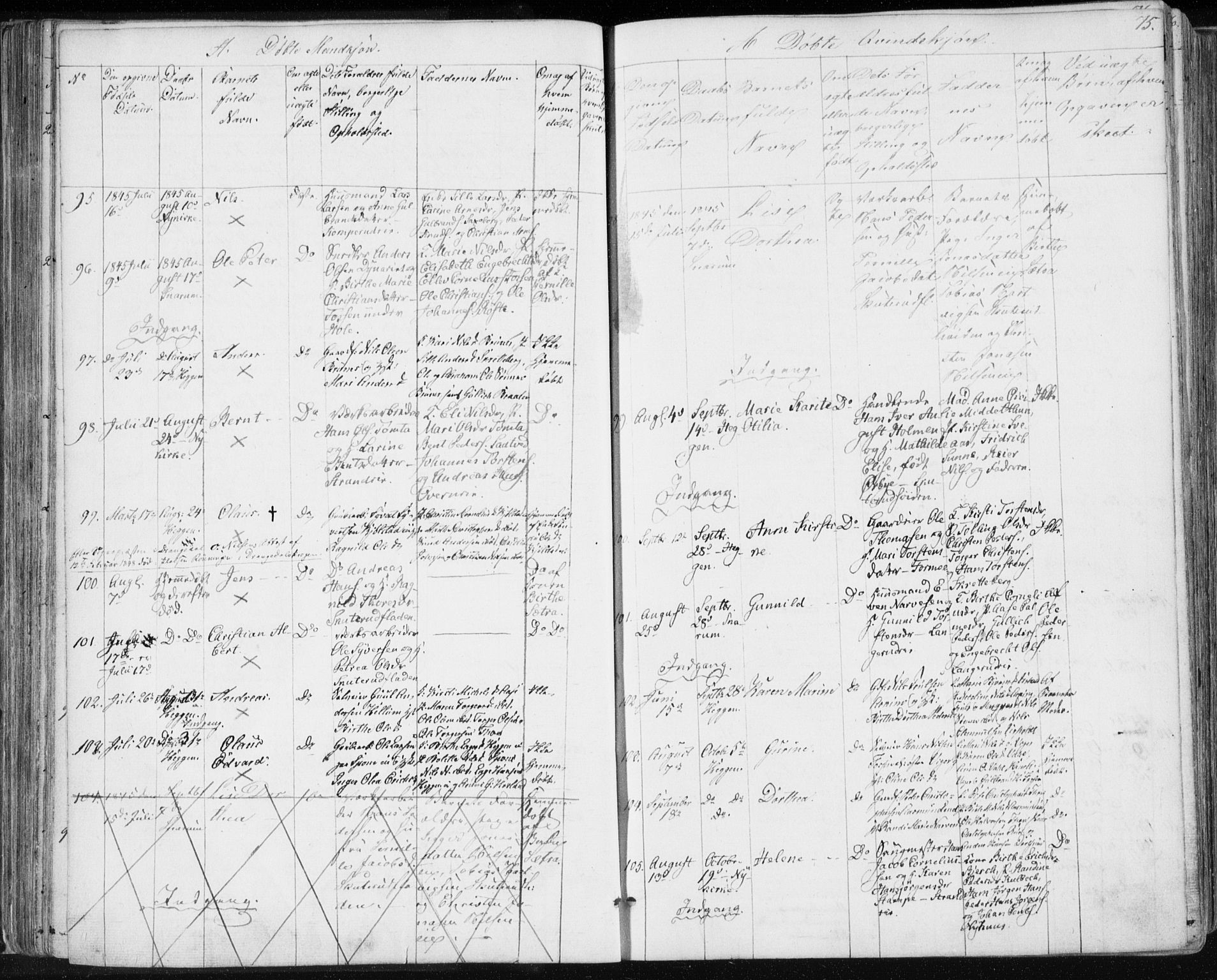 Modum kirkebøker, AV/SAKO-A-234/F/Fa/L0007: Parish register (official) no. 7, 1841-1850, p. 75