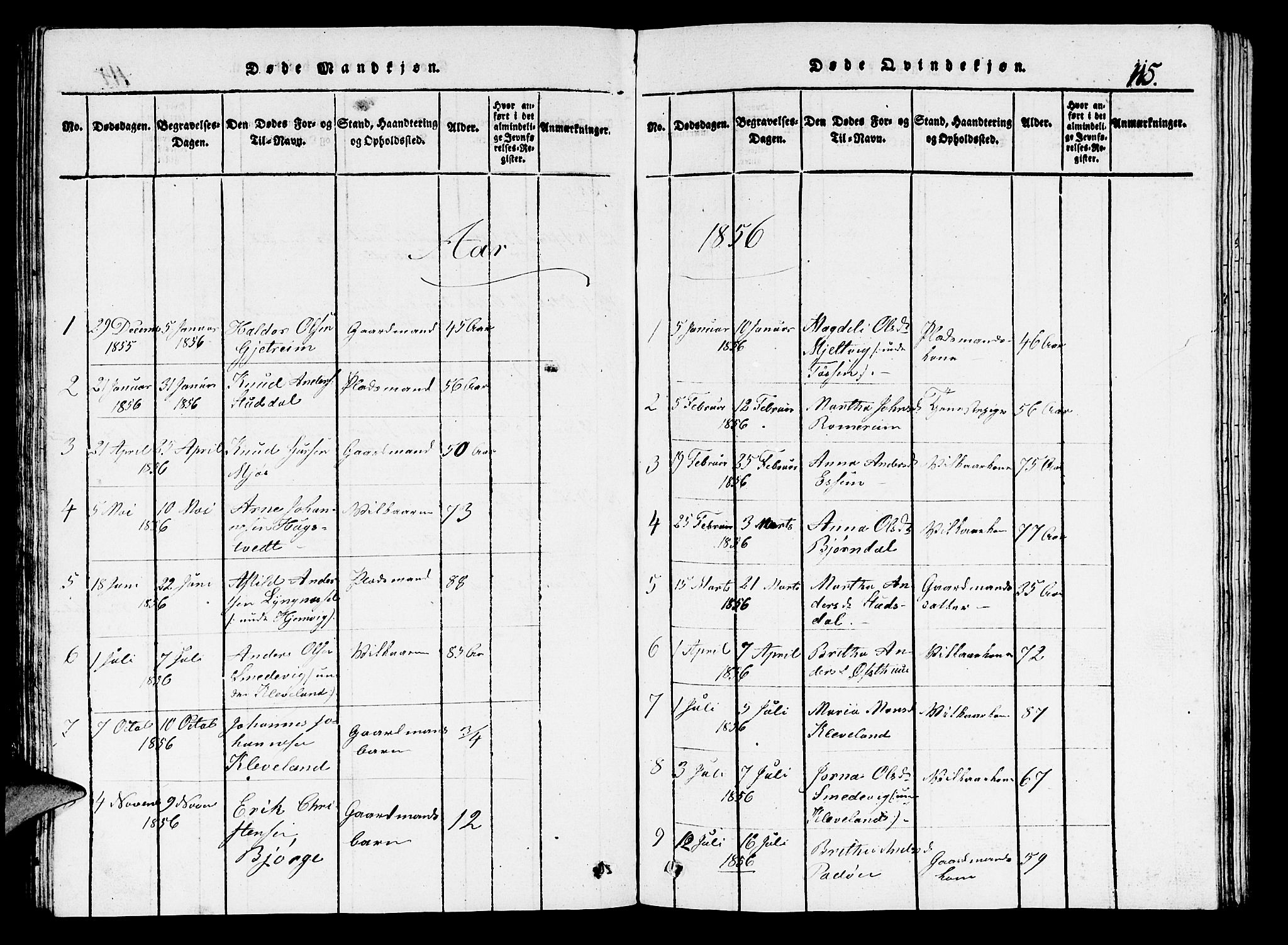 Hosanger sokneprestembete, AV/SAB-A-75801/H/Hab: Parish register (copy) no. A 1 /1, 1816-1856, p. 115