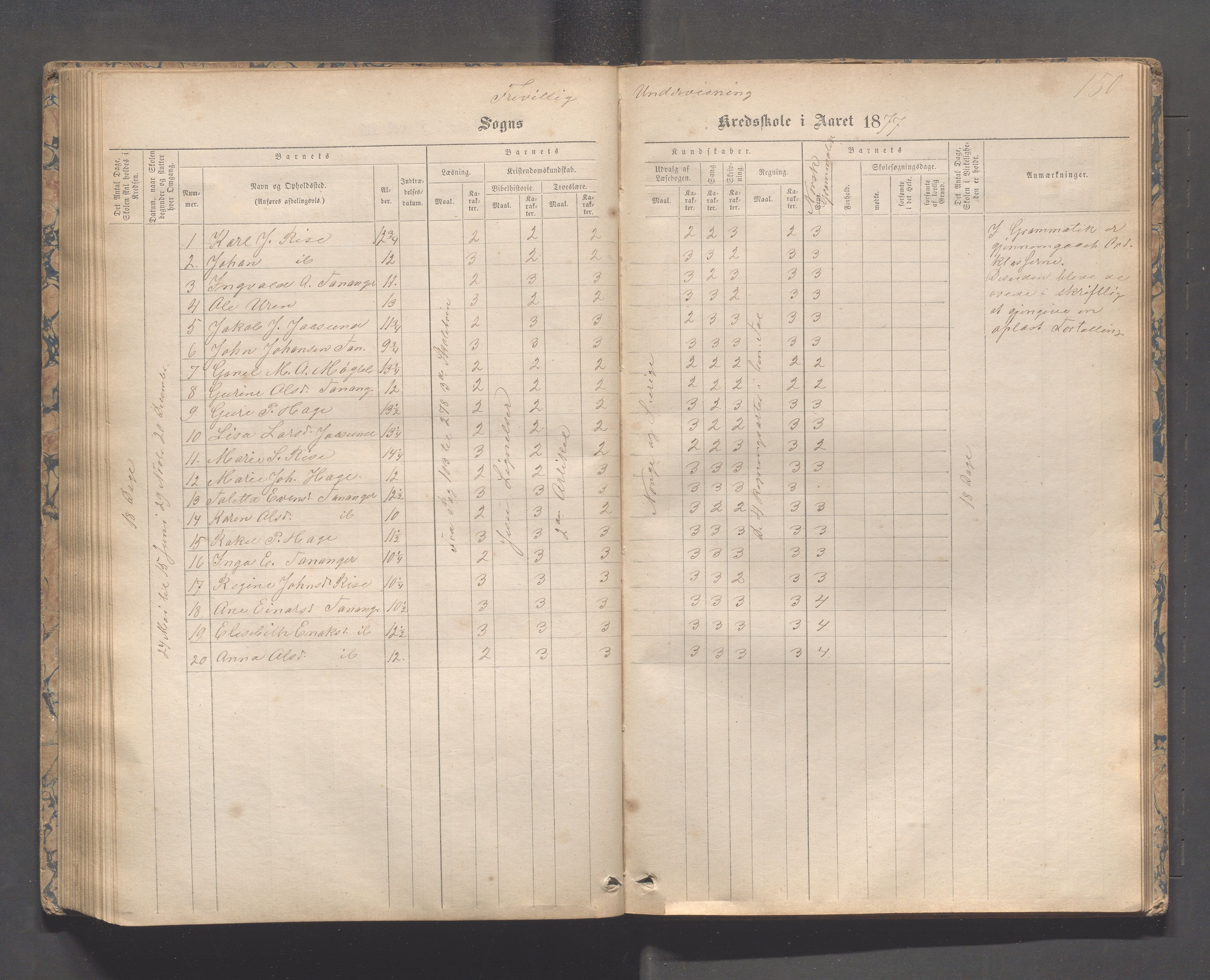 Håland kommune - Tananger skole, IKAR/K-102443/F/L0003: Skoleprotokoll , 1867-1884, p. 149b-150a