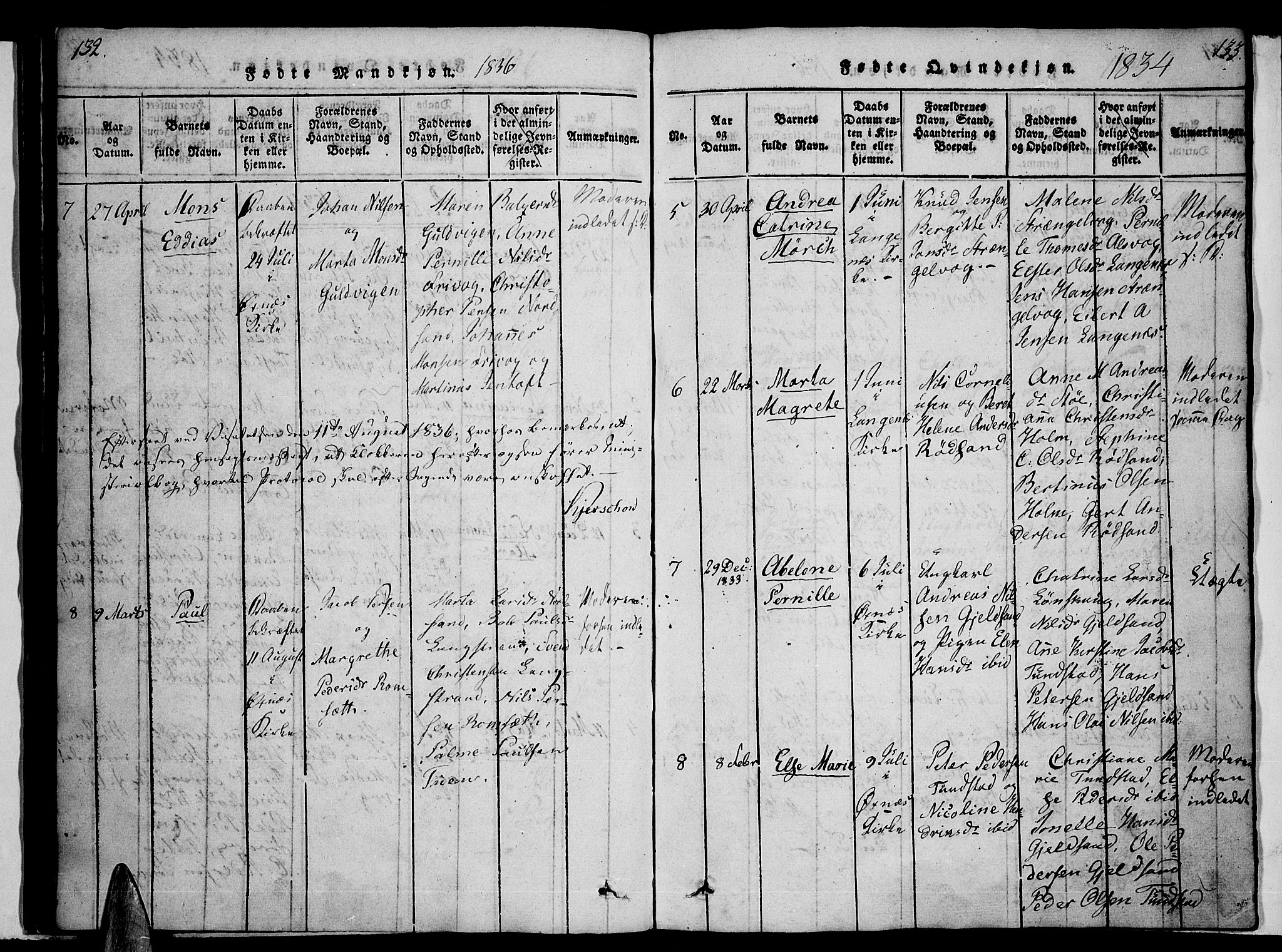 Ministerialprotokoller, klokkerbøker og fødselsregistre - Nordland, AV/SAT-A-1459/893/L1331: Parish register (official) no. 893A04, 1820-1840, p. 132-133