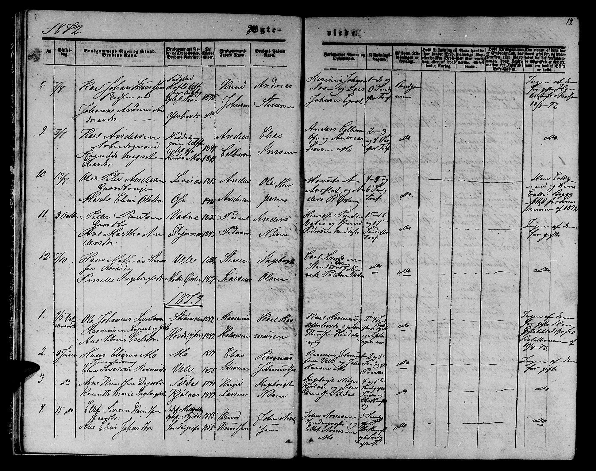 Ministerialprotokoller, klokkerbøker og fødselsregistre - Møre og Romsdal, AV/SAT-A-1454/513/L0188: Parish register (copy) no. 513C02, 1865-1882, p. 14