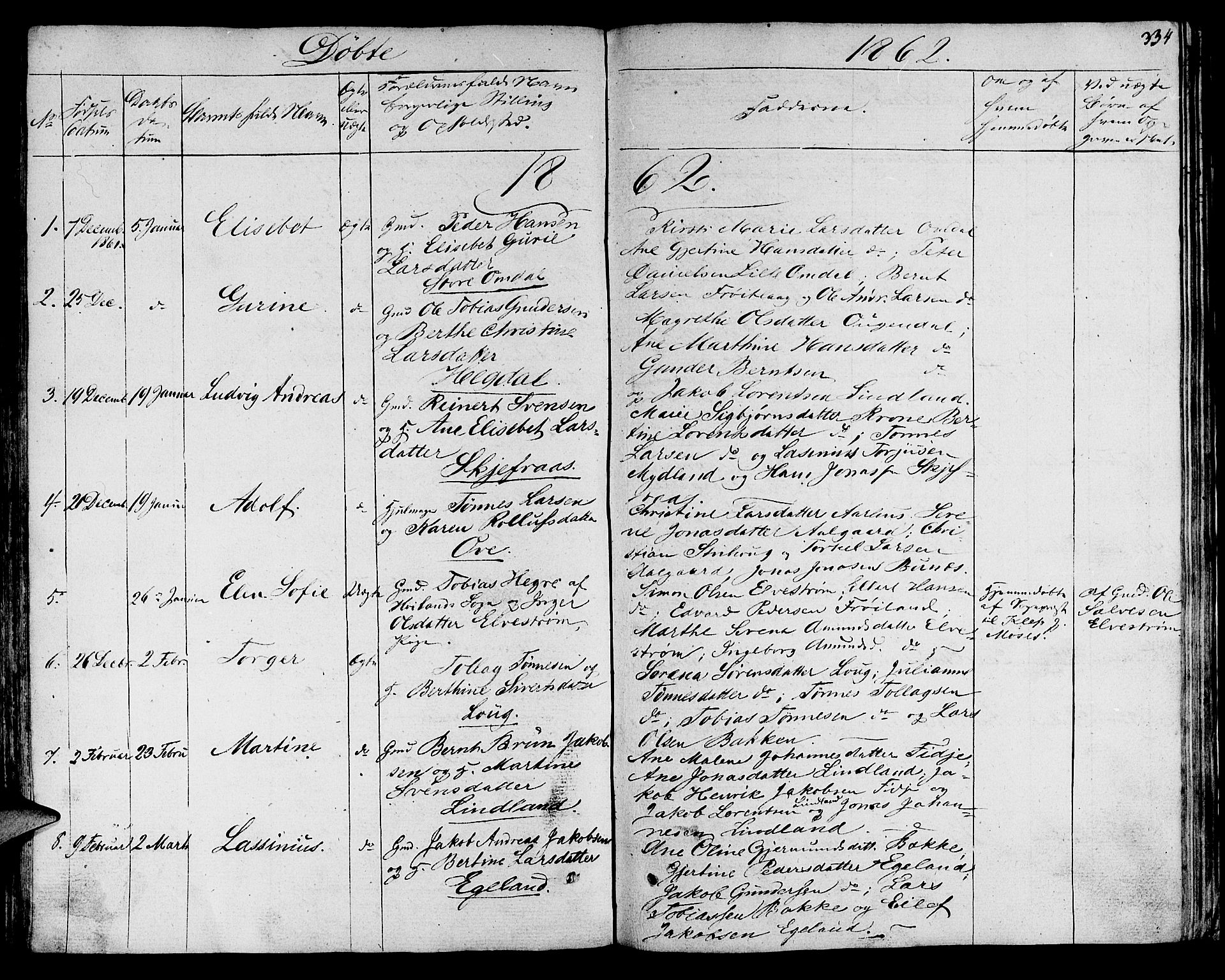 Sokndal sokneprestkontor, SAST/A-101808: Parish register (copy) no. B 2, 1849-1865, p. 334