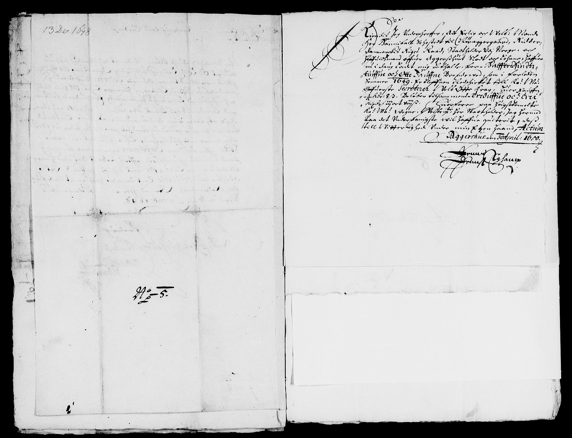 Rentekammeret inntil 1814, Reviderte regnskaper, Lensregnskaper, AV/RA-EA-5023/R/Rb/Rba/L0198: Akershus len, 1648-1650